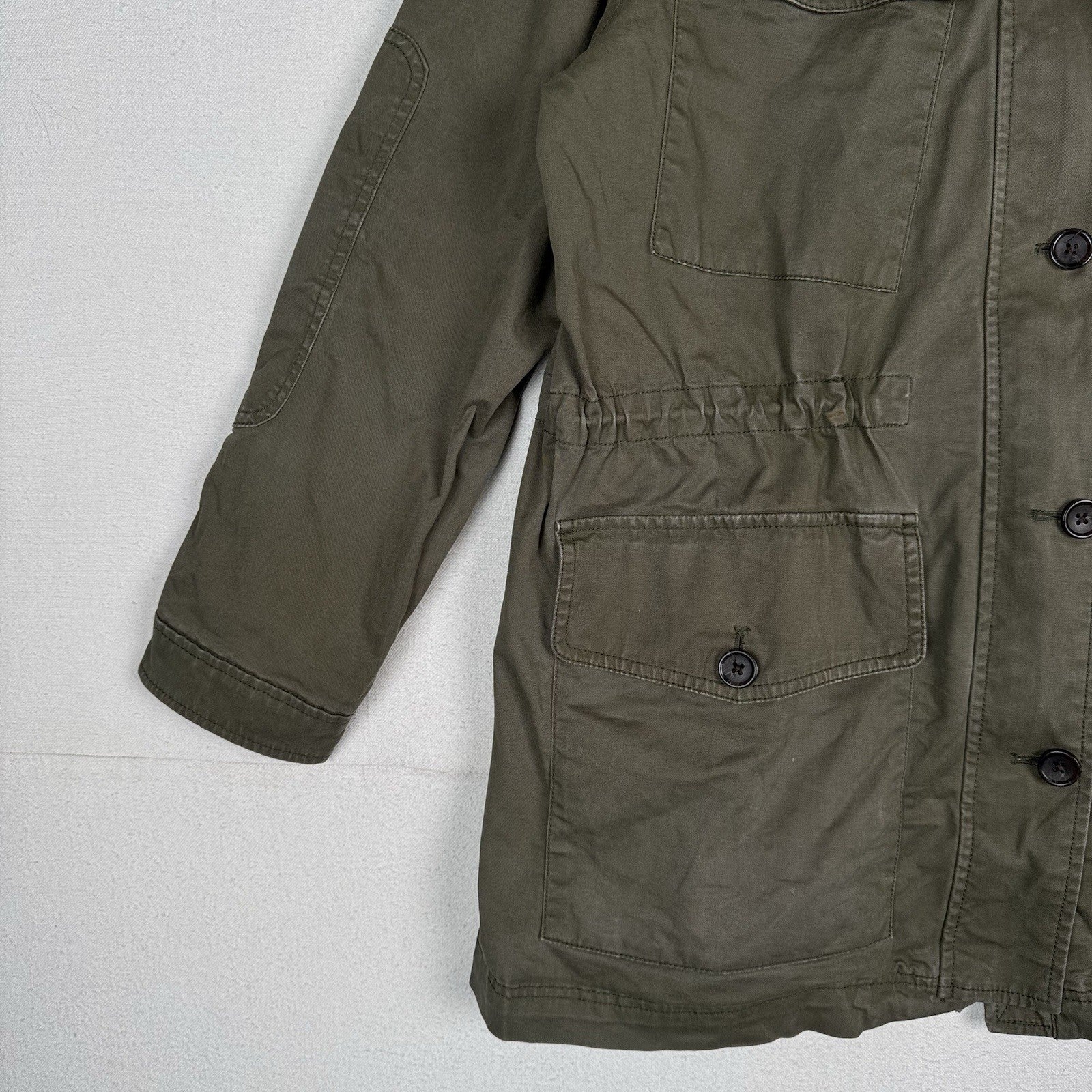 Banana Republic Military Jacket Womens XL 4-Pockets Green Cinch Waist *Read