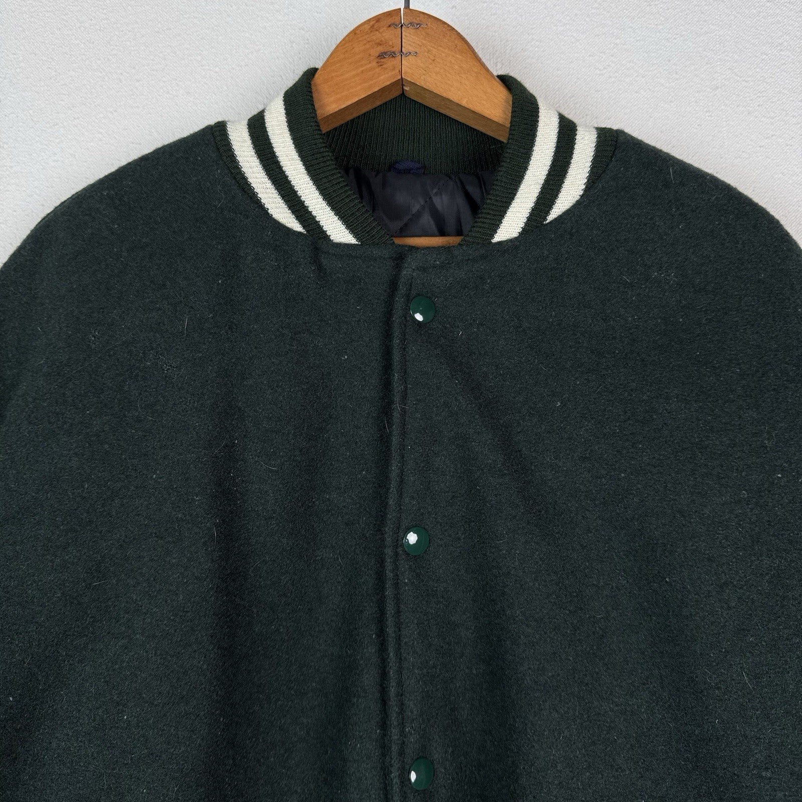 DeLong Wool Varsity Coat Jacket Mens XL Nordonia Green Made In USA