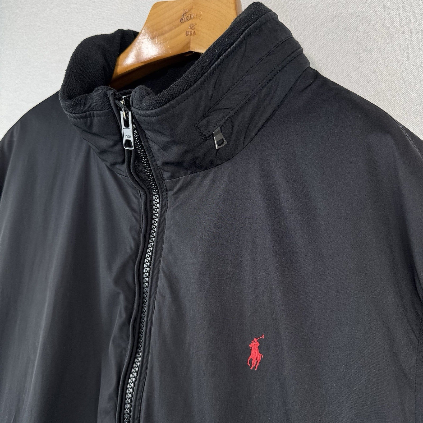Vtg Polo Ralph Lauren Harrington Jacket Mens 3XB Black Stowaway Hood *Read