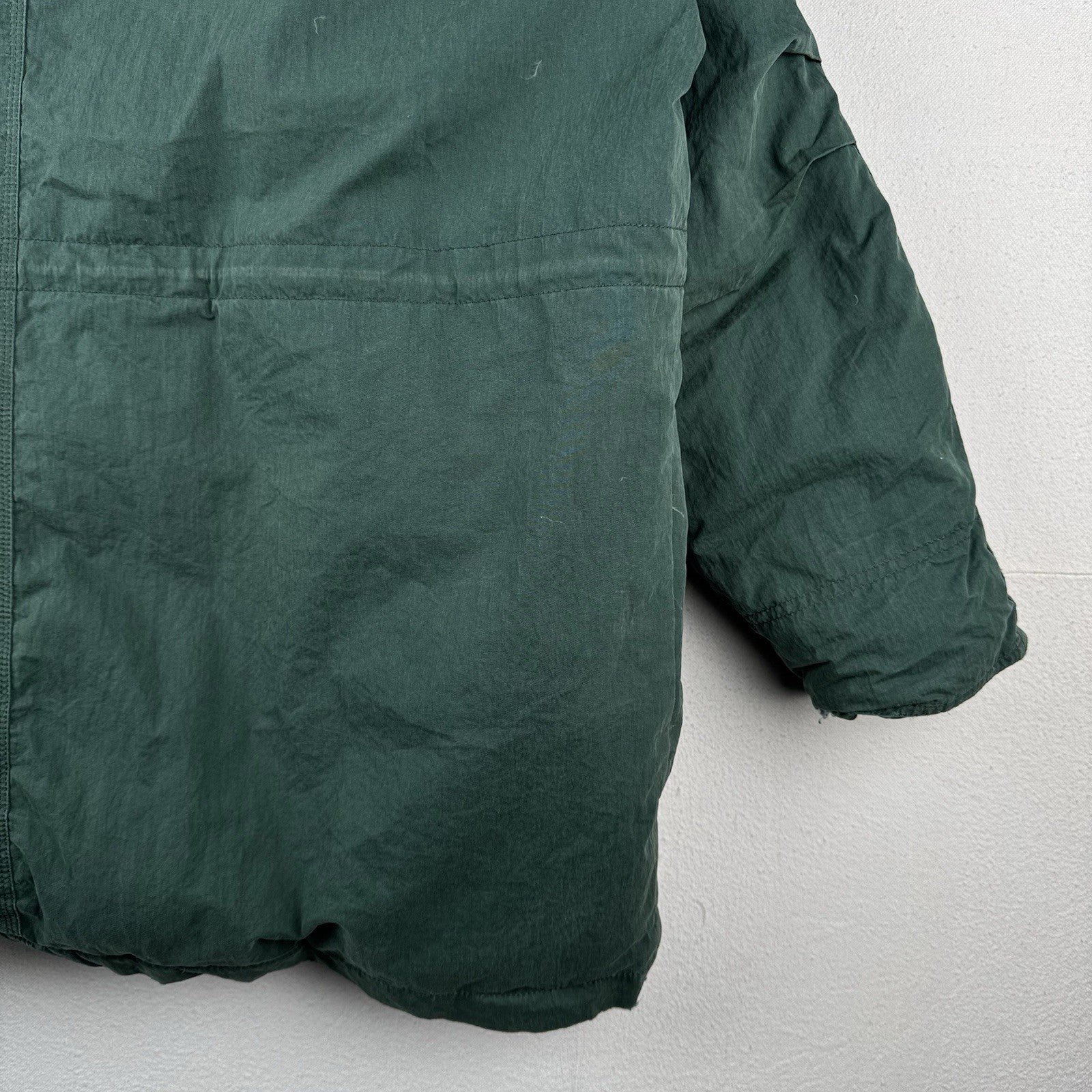 90’s Vtg L.L. Bean Men’s L Goose Down Faux Fur Hooded Parka Puffer Jacket Green