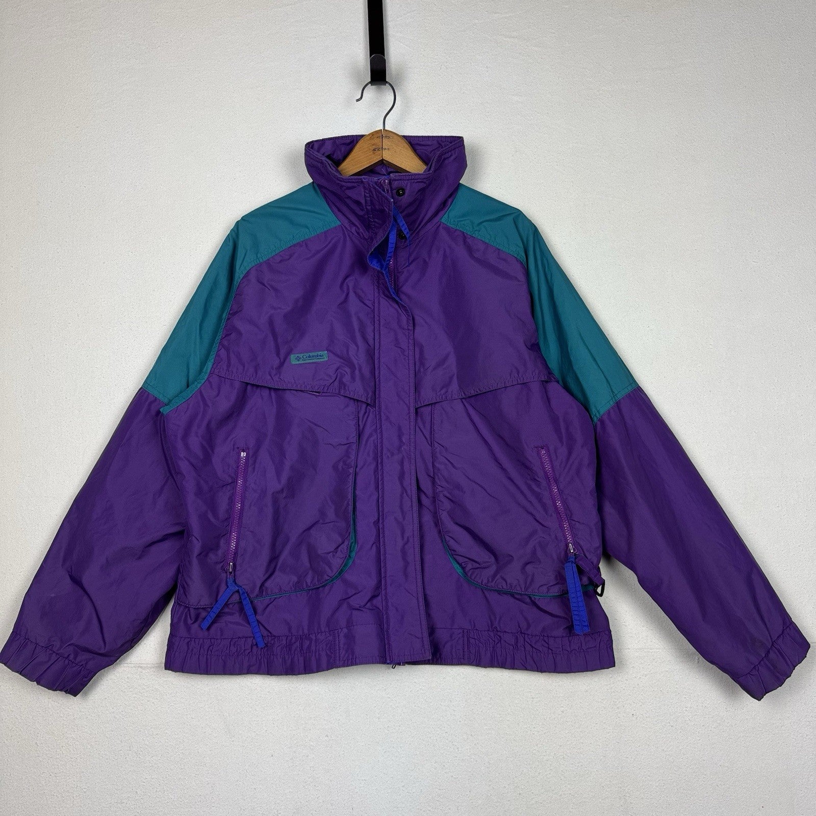 Colorblock Columbia Ski Coat Vintage Powder Keg Women’s XL Jacket Shell 80s 90s