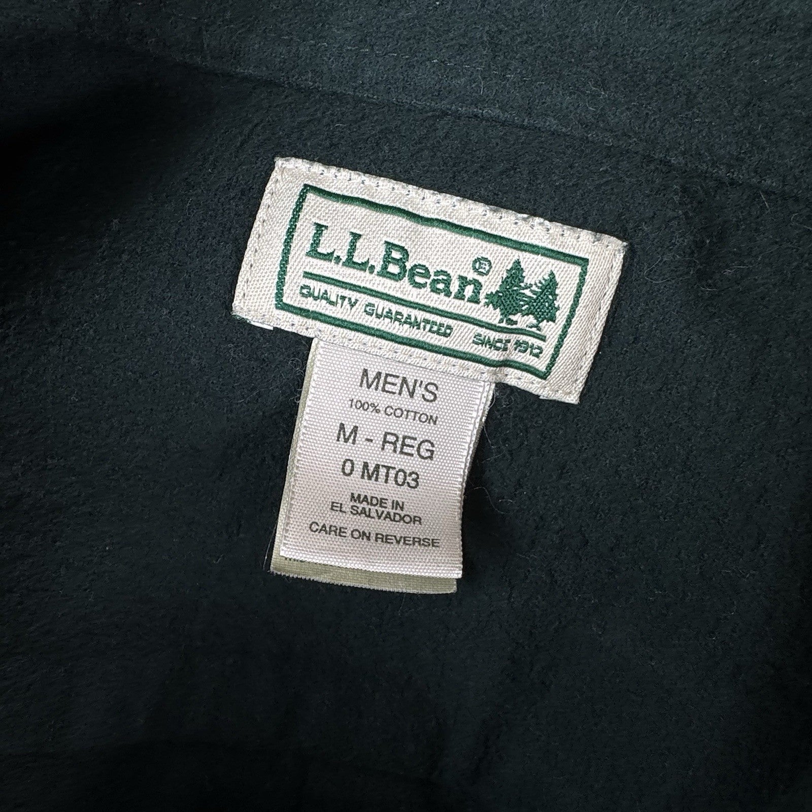 LL Bean Flannel Shirt Mens Green Medium Chamois Button Up Outdoor Heavyweight
