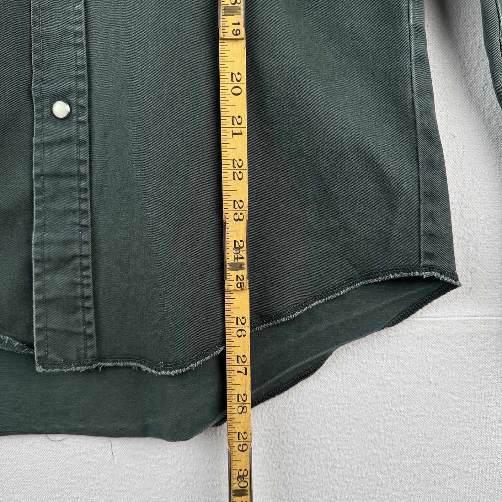 Vintage Wrangler Western Thick Twill Dark Green Pearl Snap Shirt Mens M