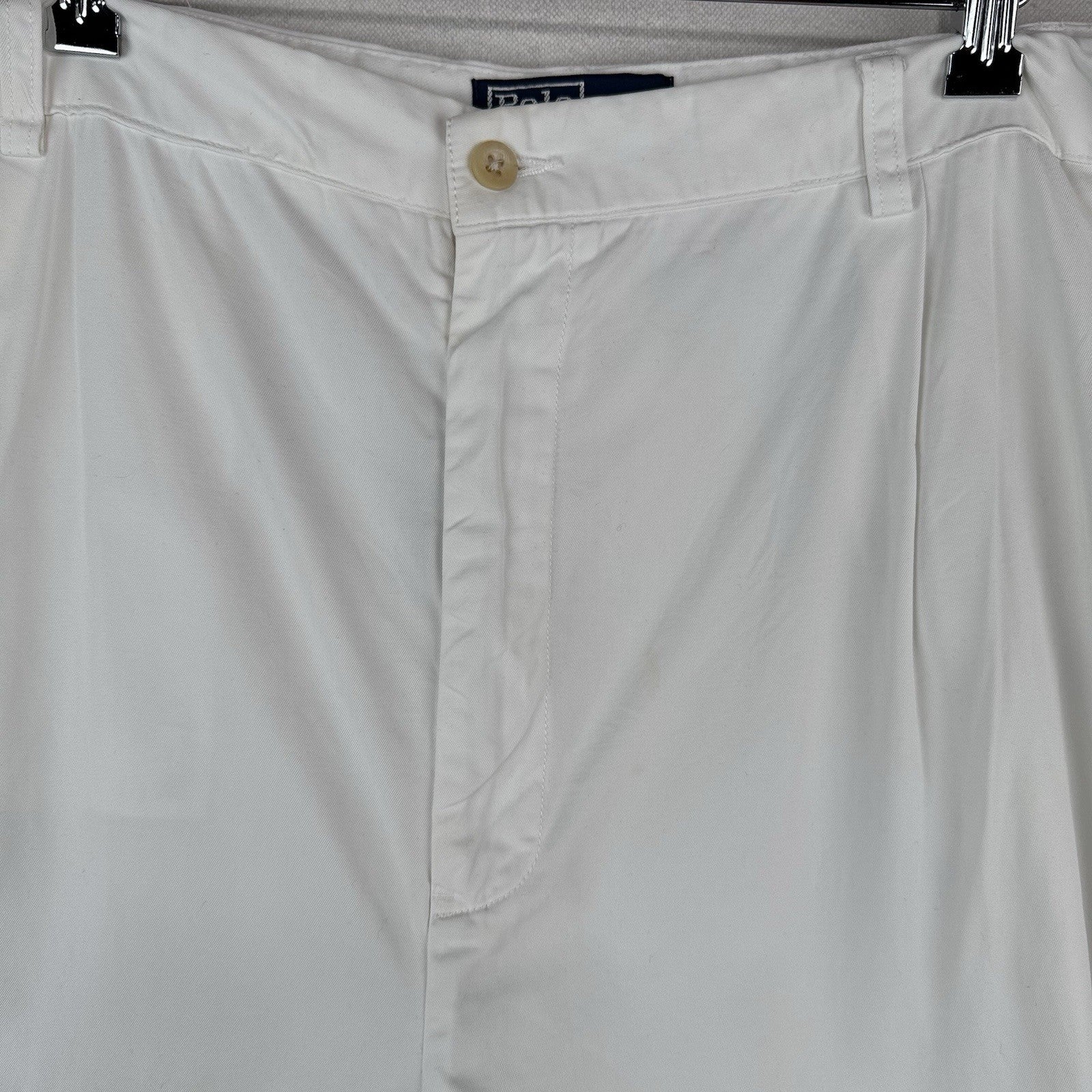 90’s Vtg Polo Ralph Lauren Big Hammond Pant Mens 46Bx30 White Double Pleat Cuff