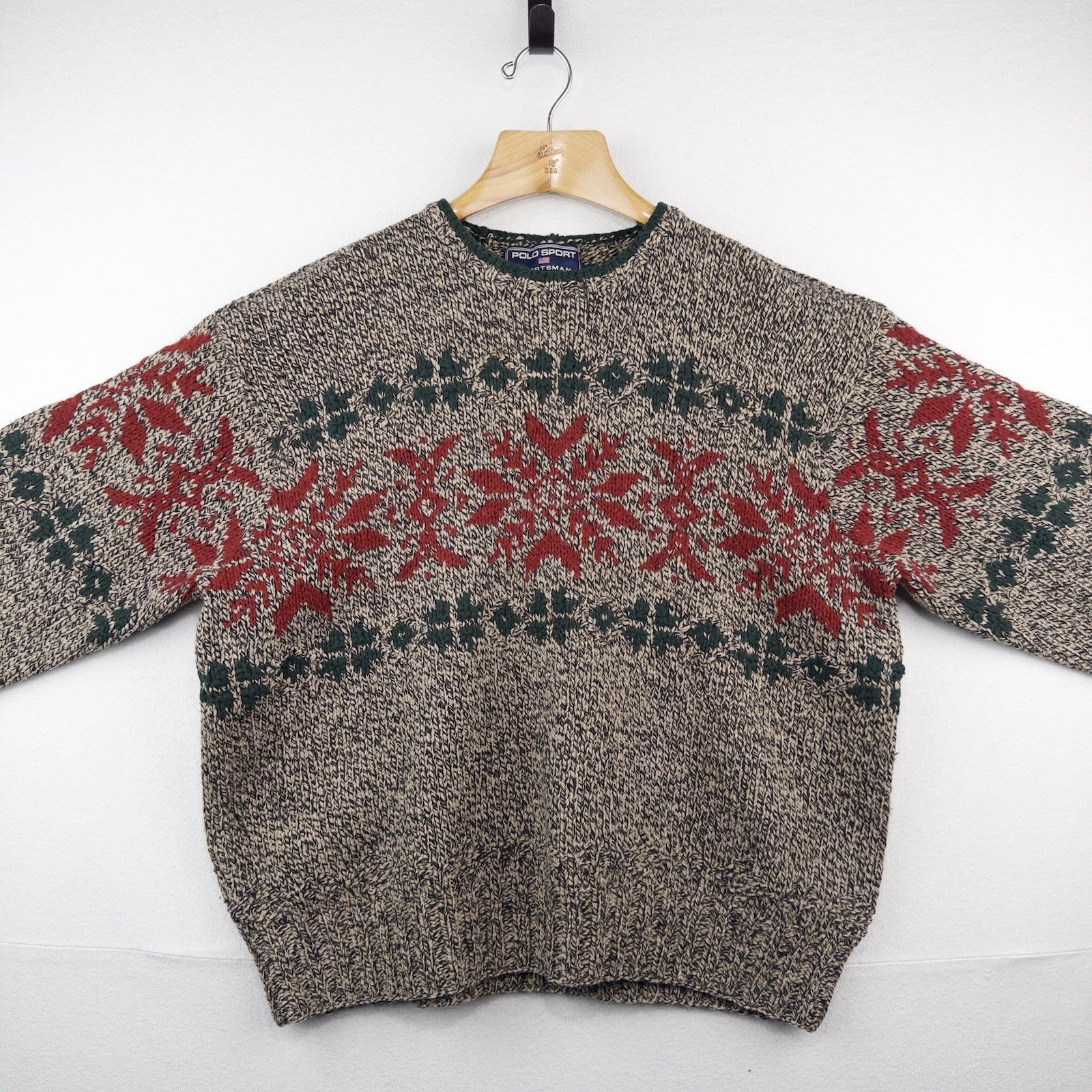 90’s Vtg Polo Sportsman Ralph Lauren Hand Knit Wool Blend Sweater Ski Men's 2XL
