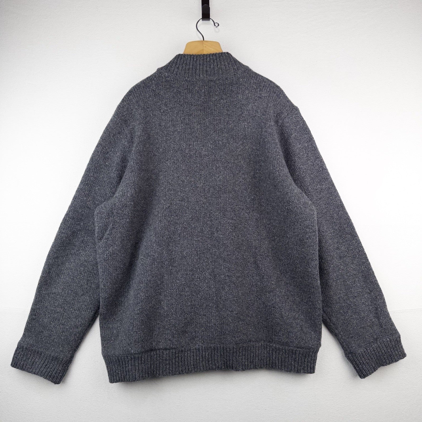 New L.L.Bean Classic Ragg Lambswool Cardigan Full-Zip Flannel Lined Men 3XL Gray