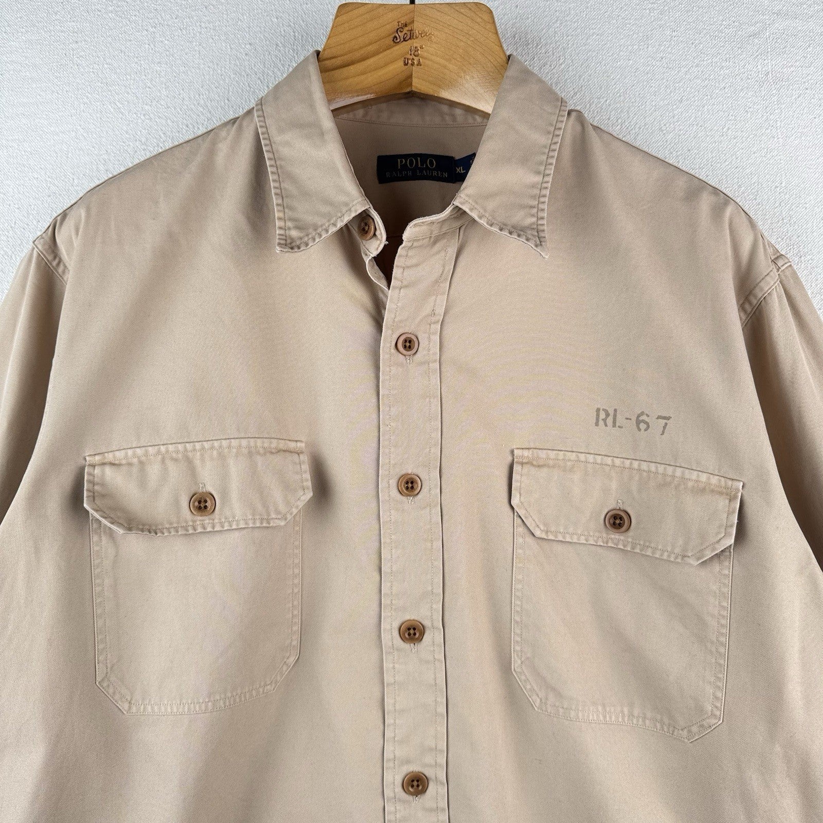 Polo Ralph Lauren Hawaiian Naval Base Military Button Down Shirt Mens XL Stencil