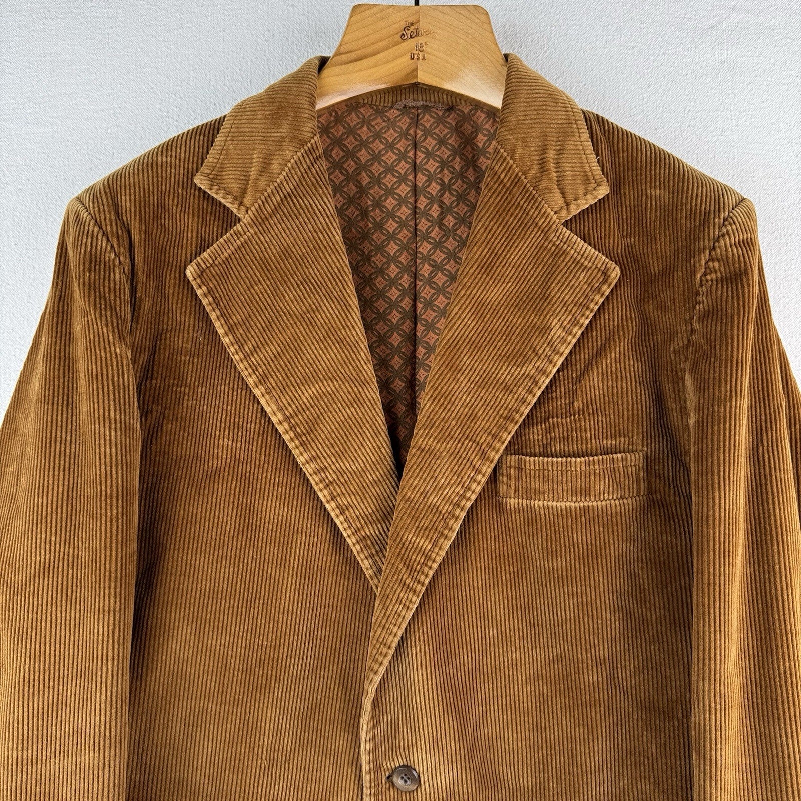 60's Sears The Men's Store 40R Tobacco Brown Corduroy 2-Button Blazer Sport Coat