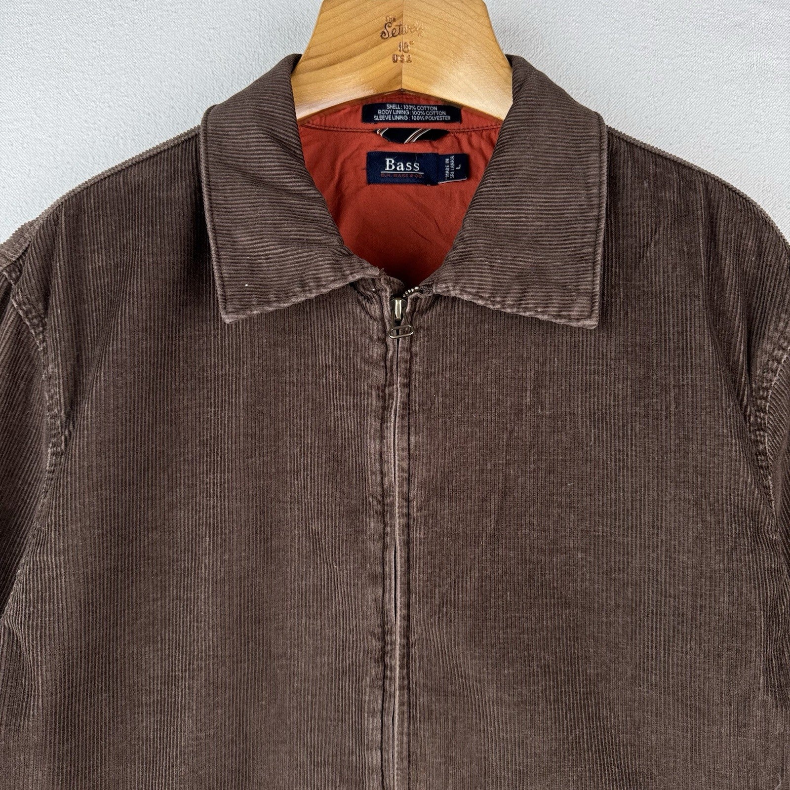 Vintage GH Bass Full Zip Corduroy Brown Jacket Men’s Large