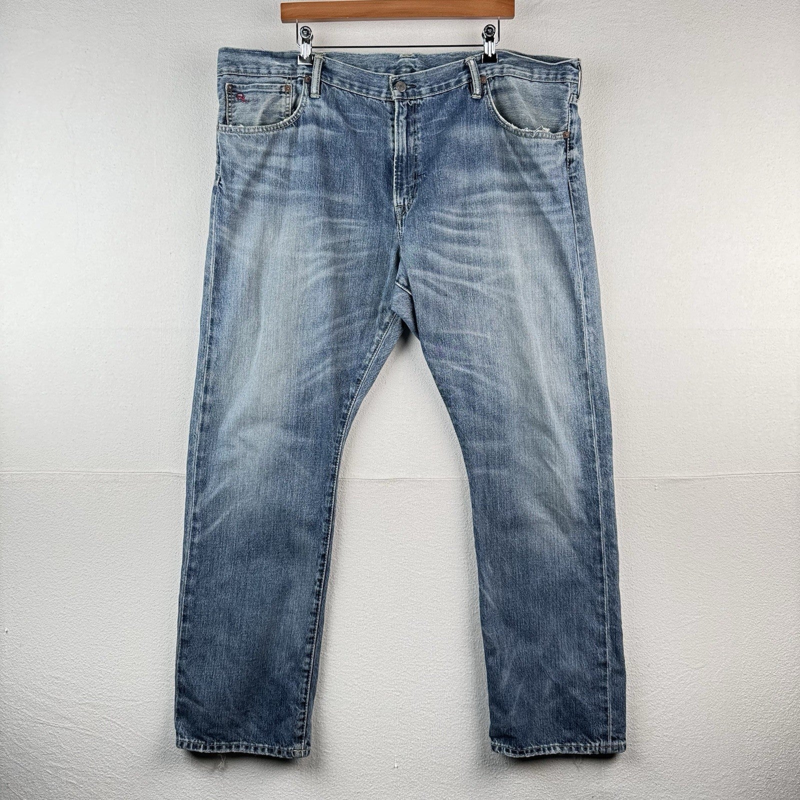 Vtg Polo Ralph Lauren Jeans Men’s 42x30 Blue Varick Slim Straight Selvage Denim