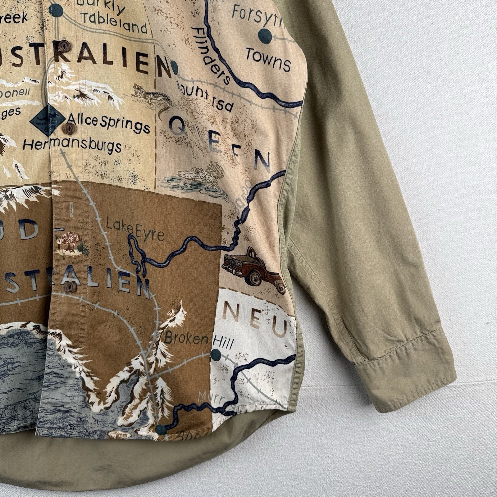 80’s Vtg Chaps Ralph Lauren Button Down Shirt Mens M Australien Outback Map