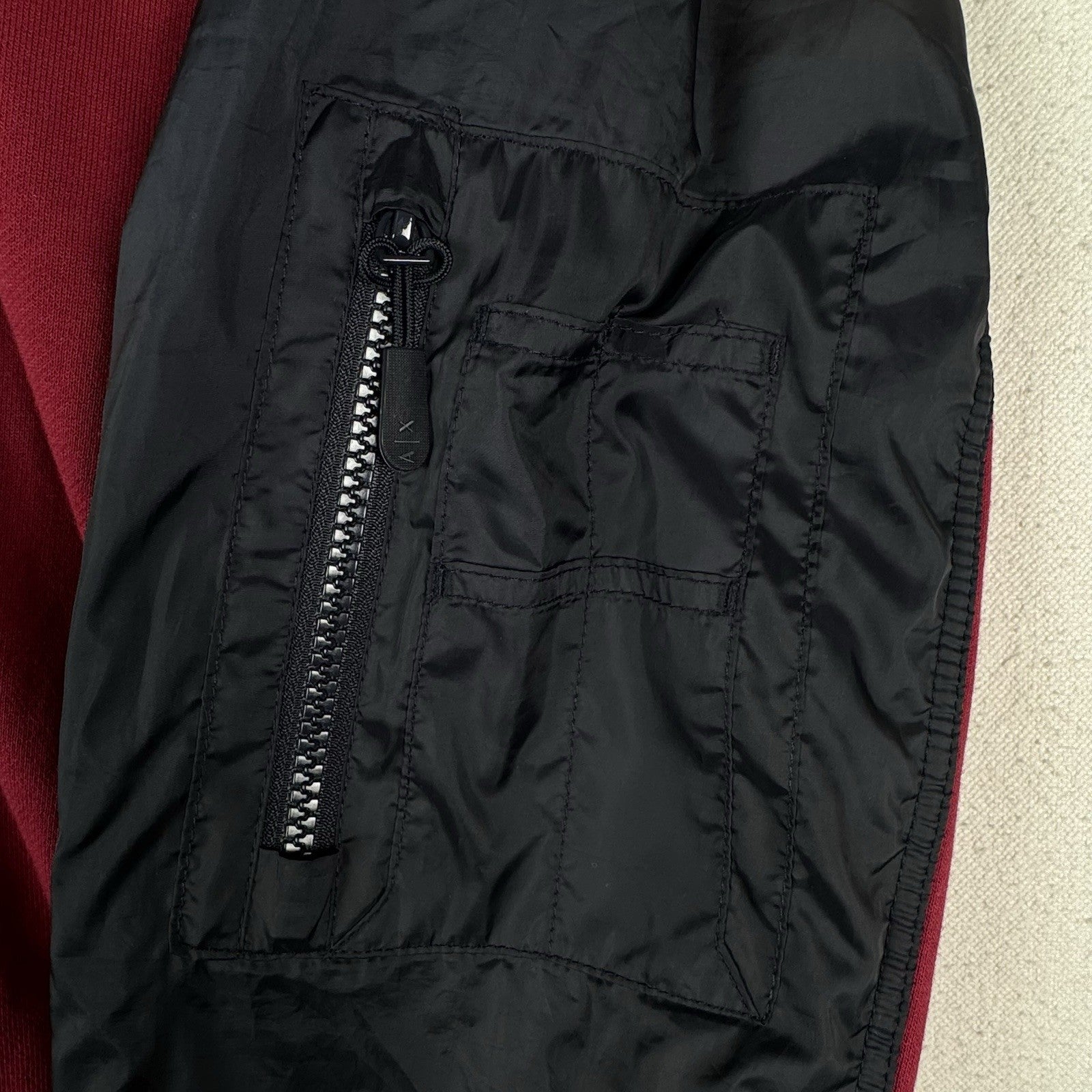 Armani Exchange Maroon Red Black White Bomber Jacket Men’s Large