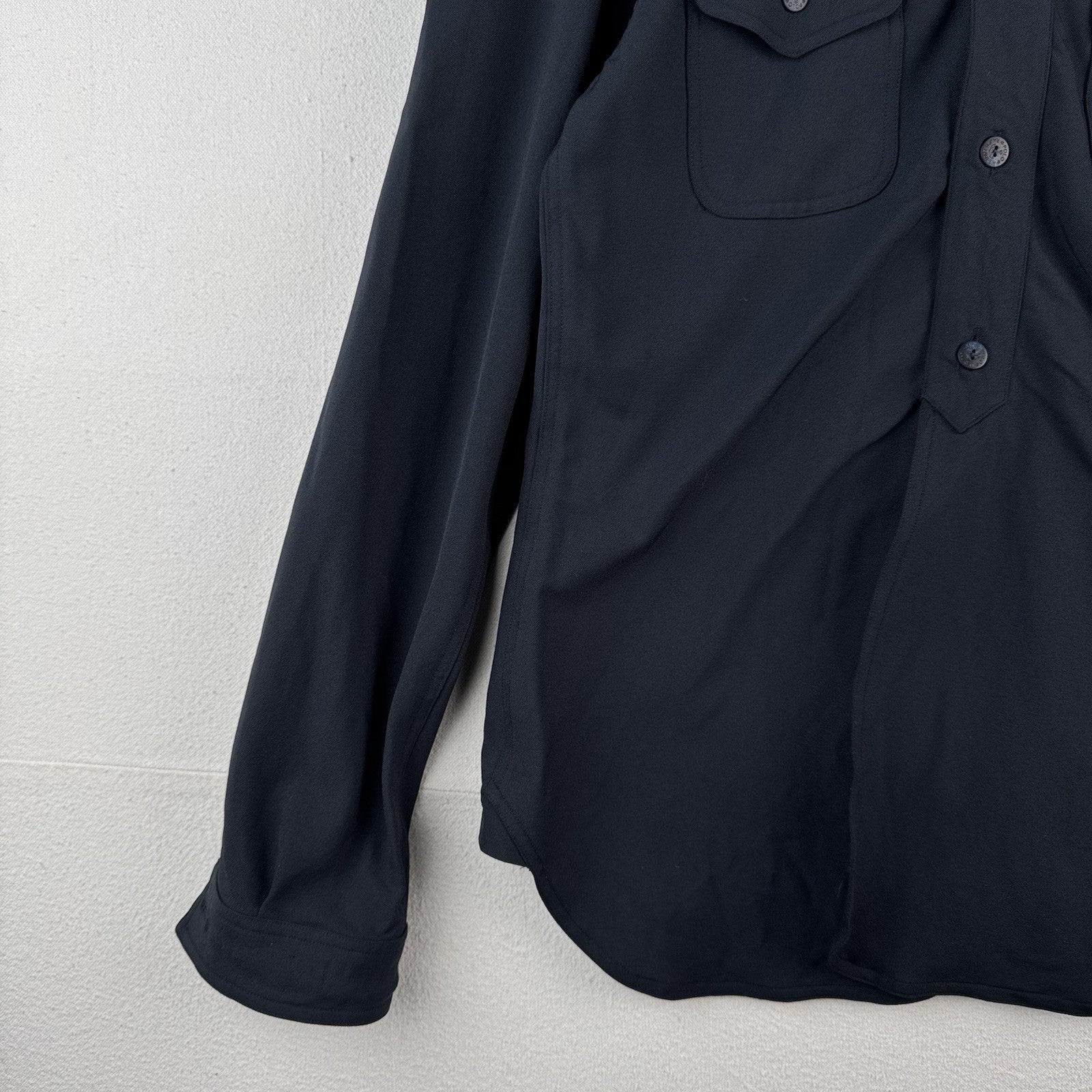 Vintage Ralph Lauren Polo Sport Women’s 12 Navy Blue Military Shirt Stretch