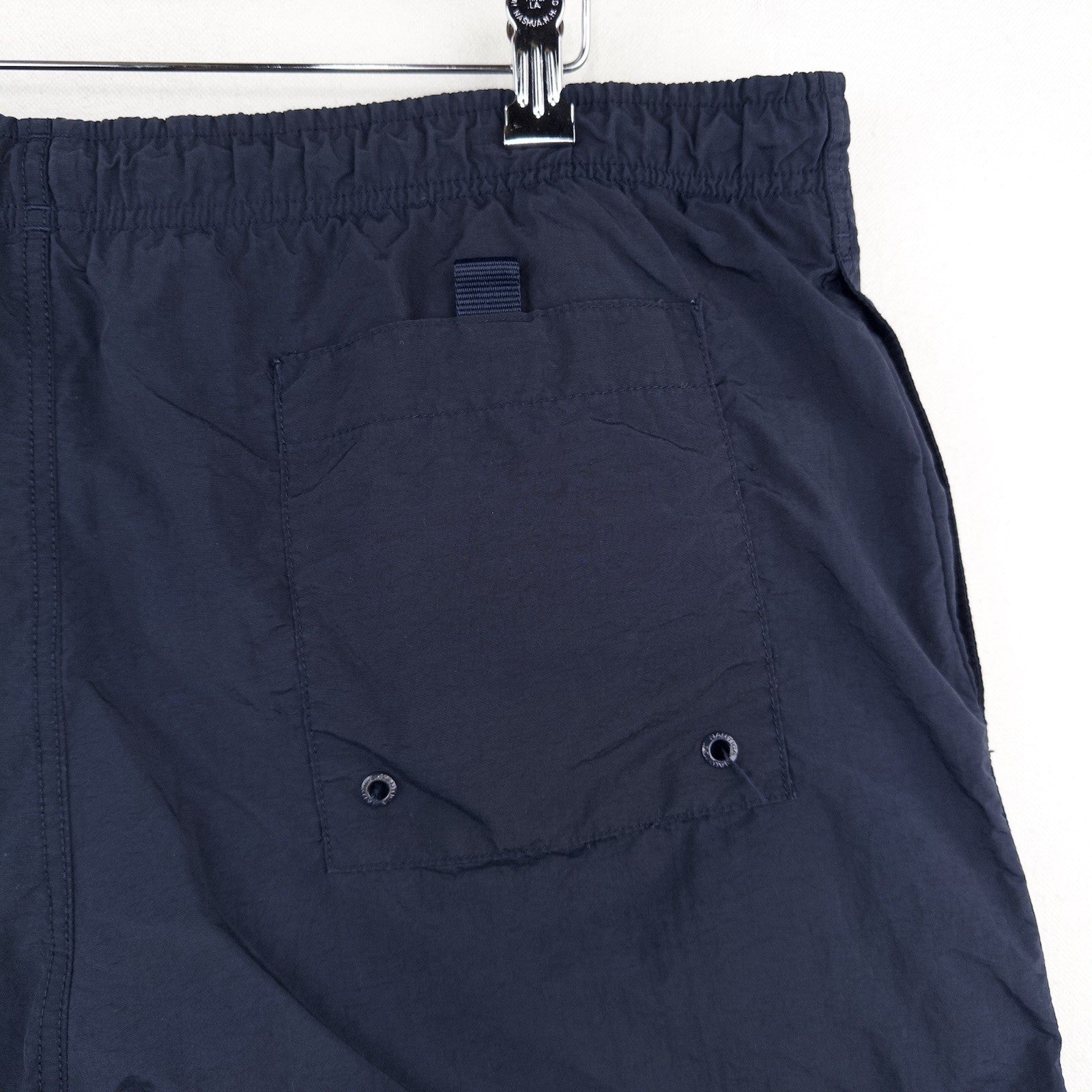 90’s Vtg Nautica Board Swim Shorts Navy Blue Lined Trunks Yellow Stripe Men’s L