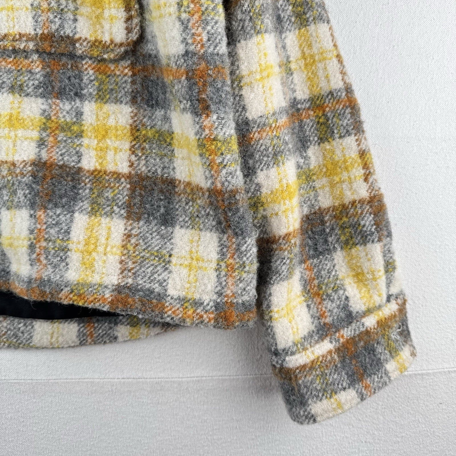 GAP Wool Trucker Jacket Women’s M Yellow Plaid Full Zip Boxy Chore Shirt