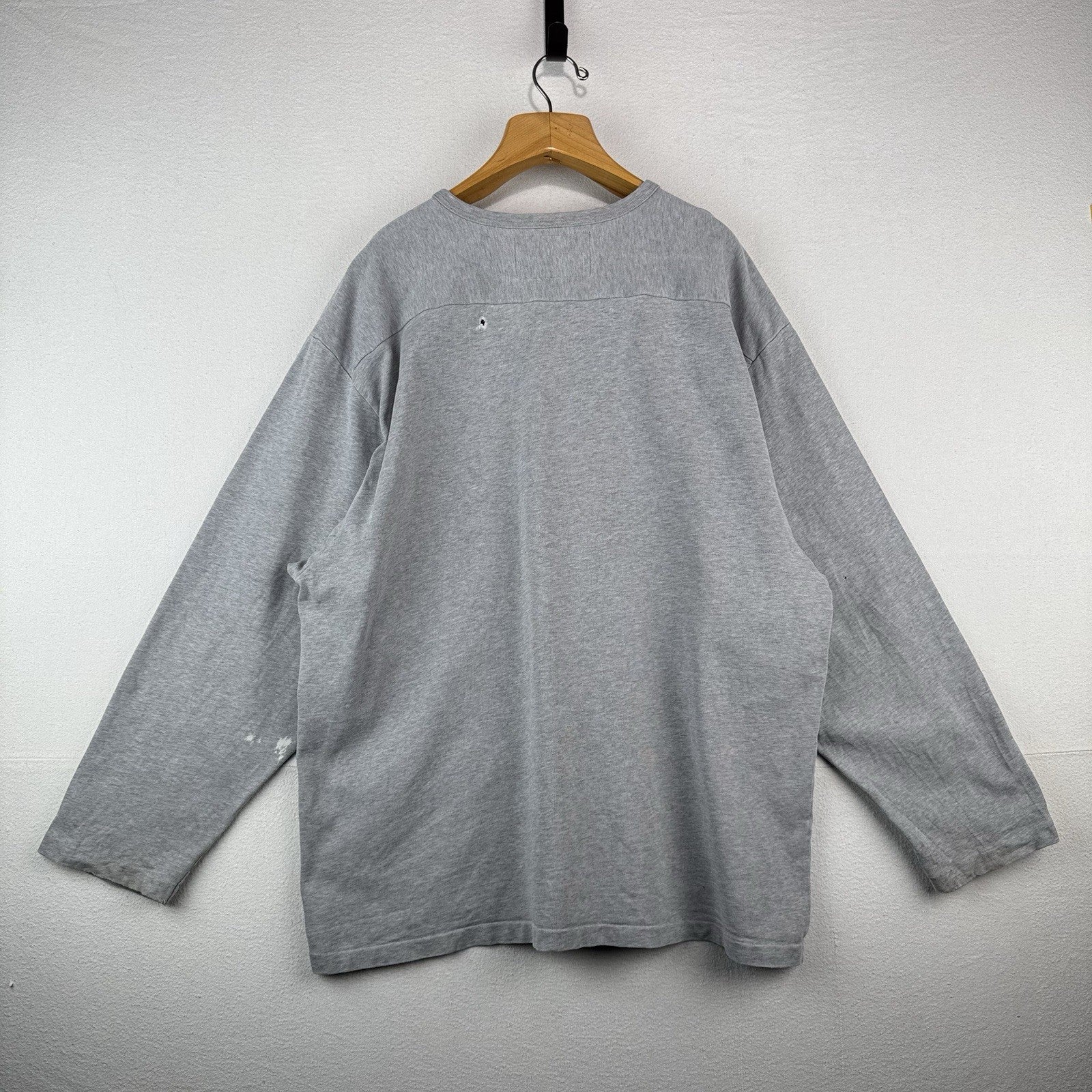 90’s Vtg Polo Ralph Lauren Hockey Gray Jersey Sweatshirt Mens 2XL *Distressed