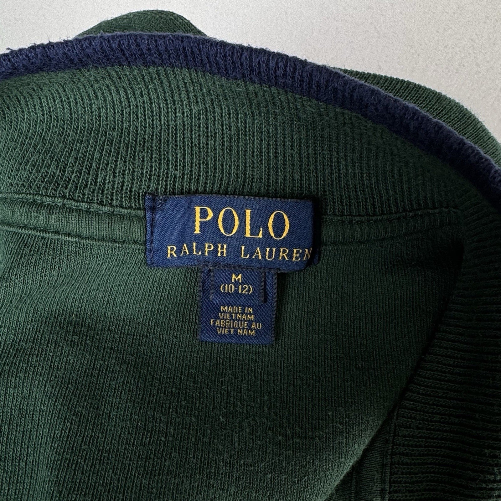 Polo Ralph Lauren Boys Quarter Zip Sweater Pullover Holiday Green Medium 10-12