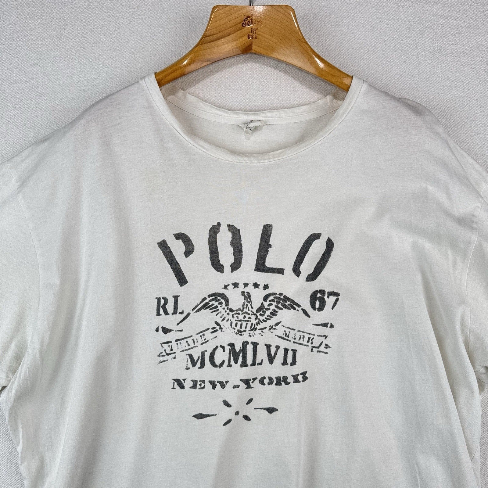 Polo Ralph Lauren Stencil Eagle RL 67 Graphic T Shirt Men XL White