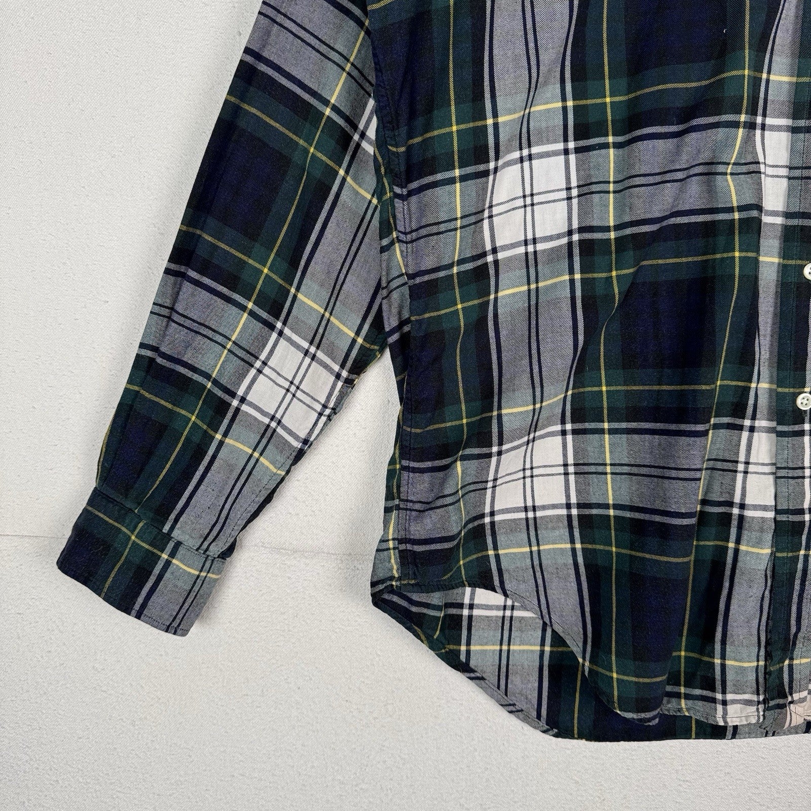 Ralph Lauren Button-Down Shirt Men Large Green Blue Oxford Long Sleeve Cotton