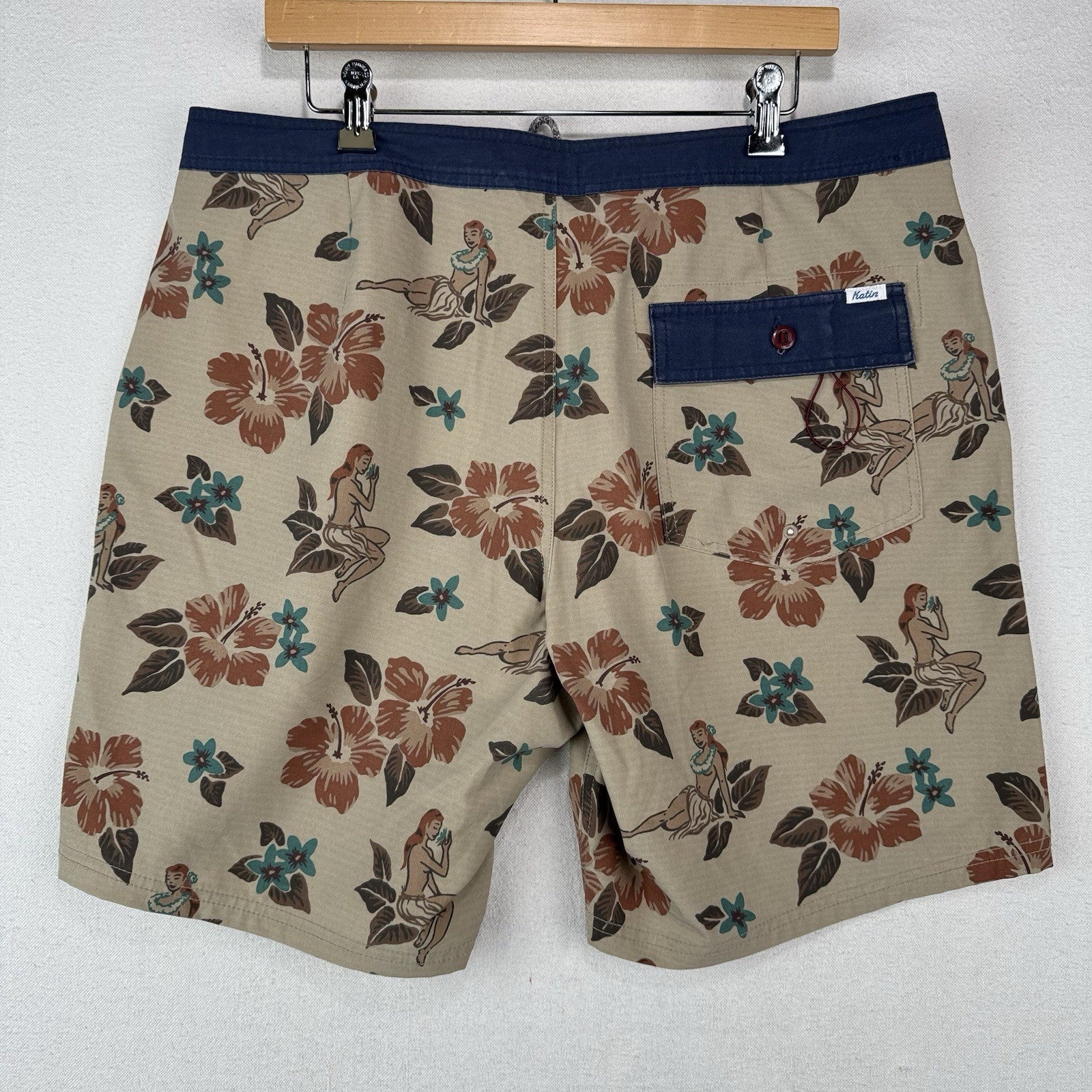 Katin Kaimana Hybrid Trunk Mens 36x9 Hawaiian Stretch Floral Board Shorts Swim