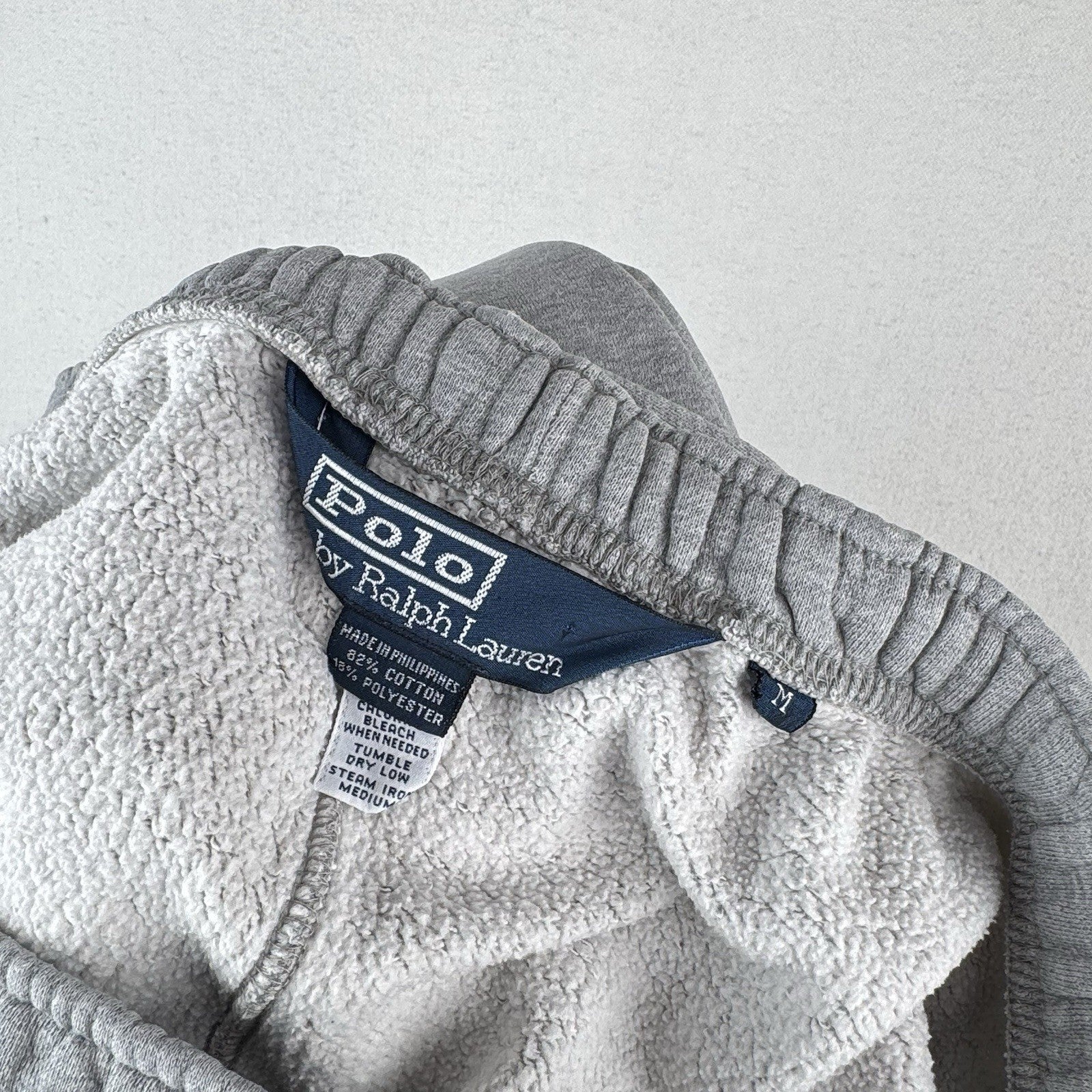 90's Vintage Polo Ralph Lauren Men's M Gray Sweatpants Relaxed Fit *Distressed