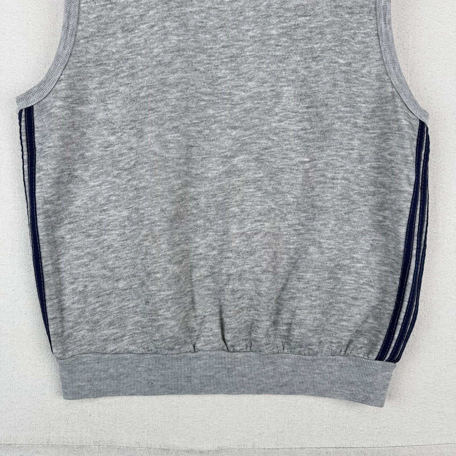 70's Vintage Bassett Walker Large Crewneck Sweatshirt Vest Gray Blue Stripes