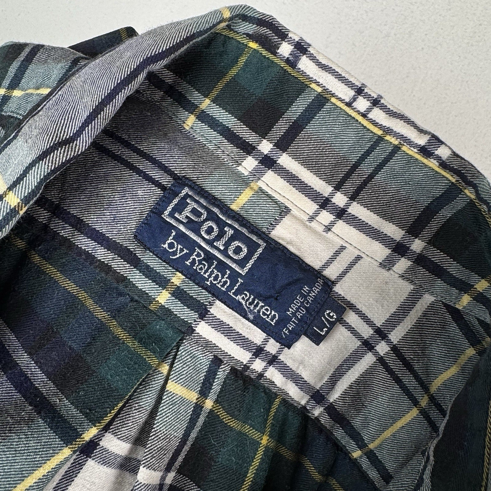 Ralph Lauren Button-Down Shirt Men Large Green Blue Oxford Long Sleeve Cotton