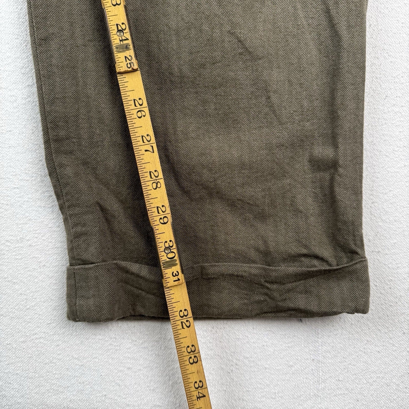 Vtg Polo Ralph Lauren Fits 36x32 Tan Herringbone Pleated Cuffed Dress Pants