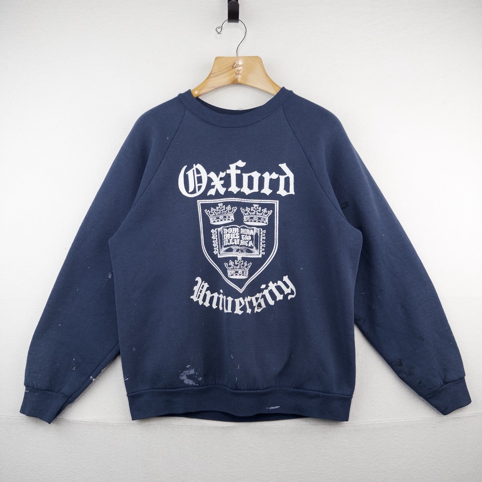 80’s Vtg Oxford University Raglan Crewneck Sweatshirt Men’s Large Blue Made USA
