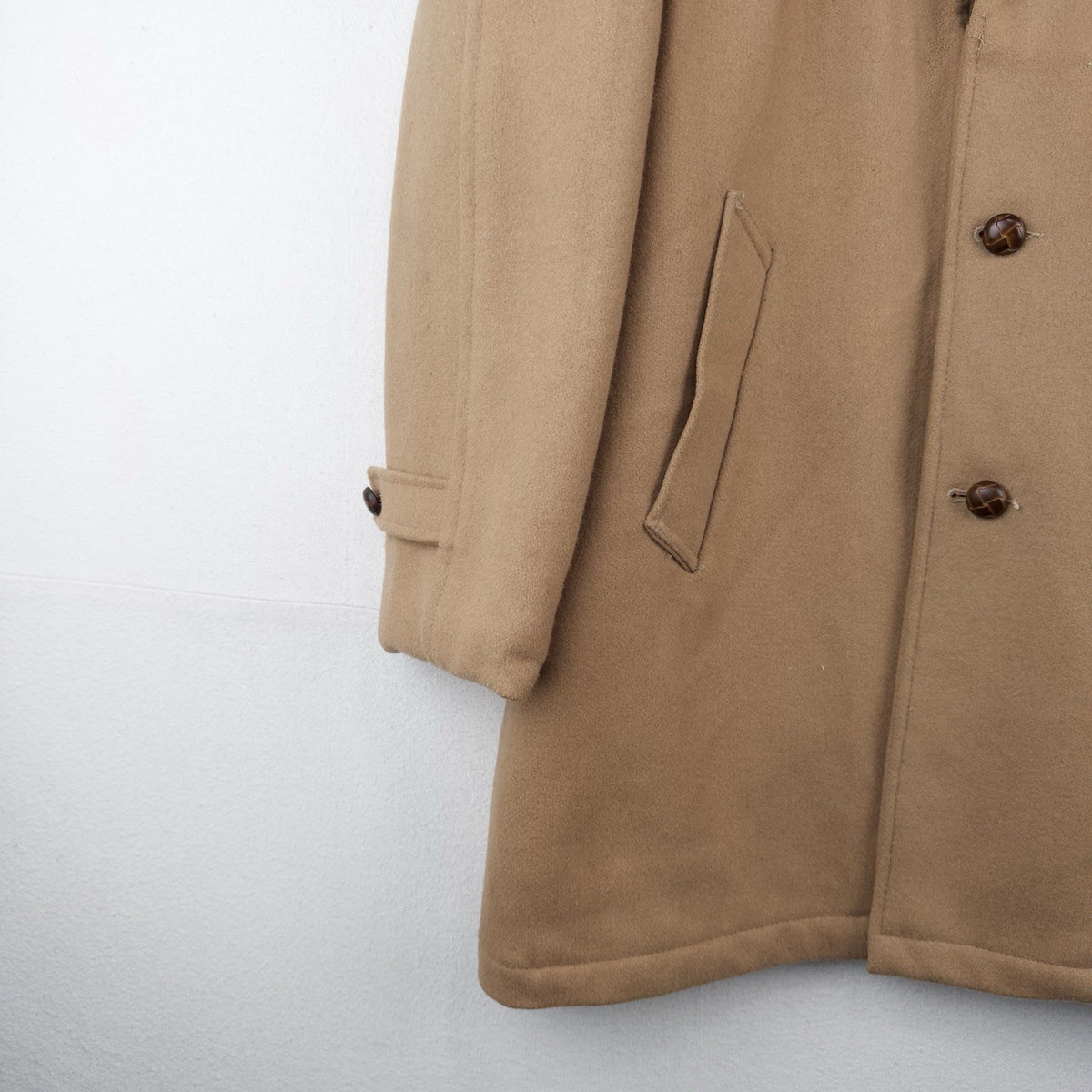 70’s Vtg Wool Men’s L/XL 44 Car Coat Overcoat Camel Brown Faux Fur Lining Collar