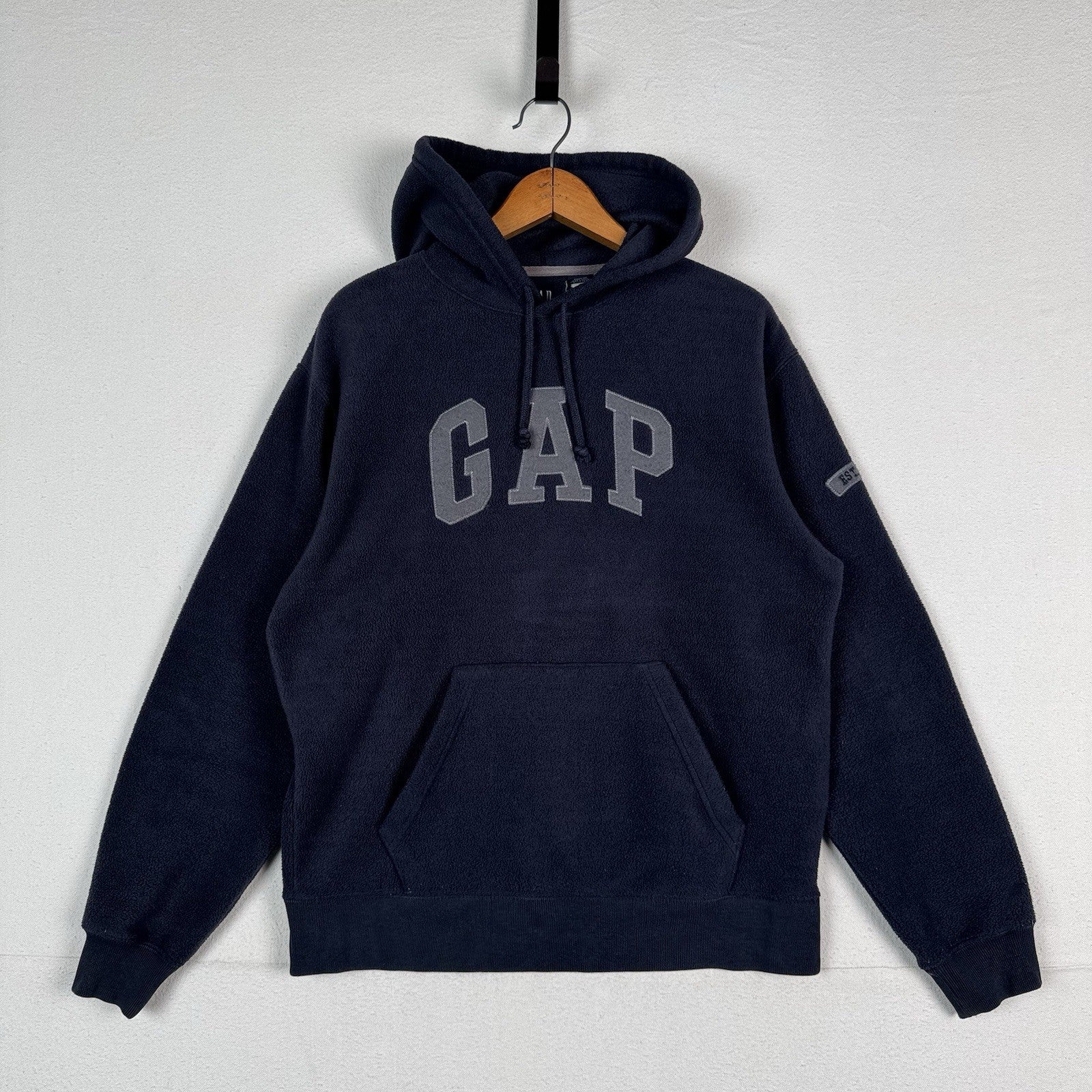 Vintage 90s Gap Fleece Hoodie Pullover Sweatshirt Men's Small Blue