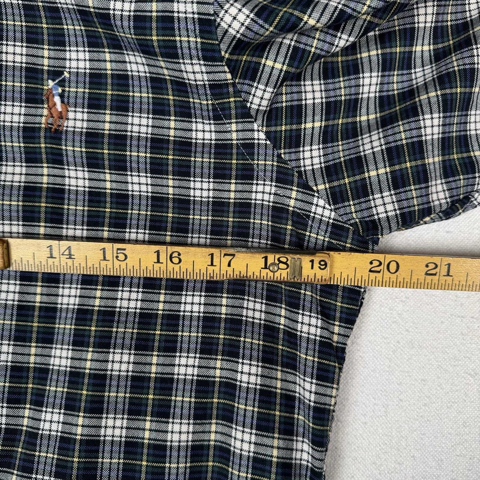 Polo Ralph Lauren Shirt Men’s Classic Fit S Flesh Pony Plaid Button Blue Oxford