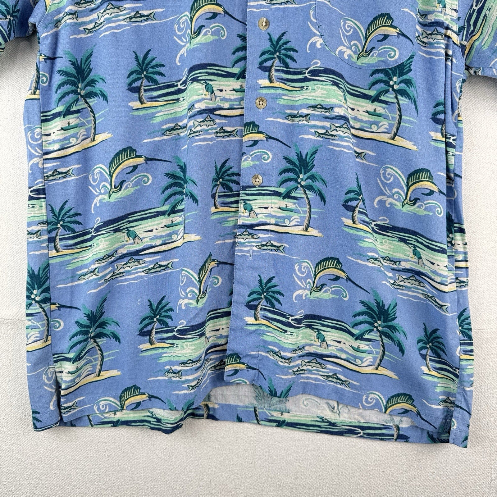 Columbia Sportswear Co. Men’s M Hawaiian Fishing Shirt Blue Rayon