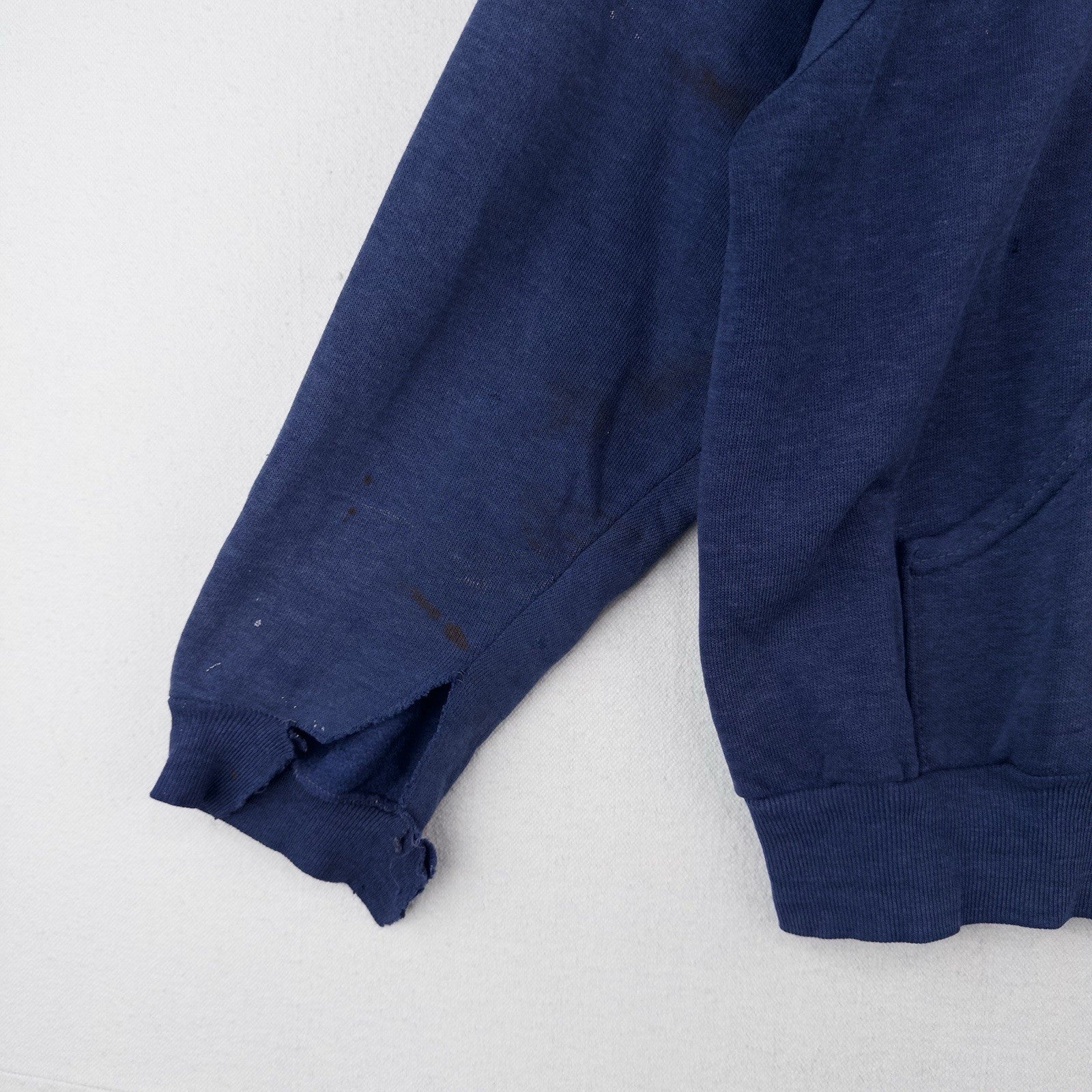 70’s Vtg Gross Galesburg Blue Zip Up Hoodie S Sweatshirt Made USA Carhartt *Read