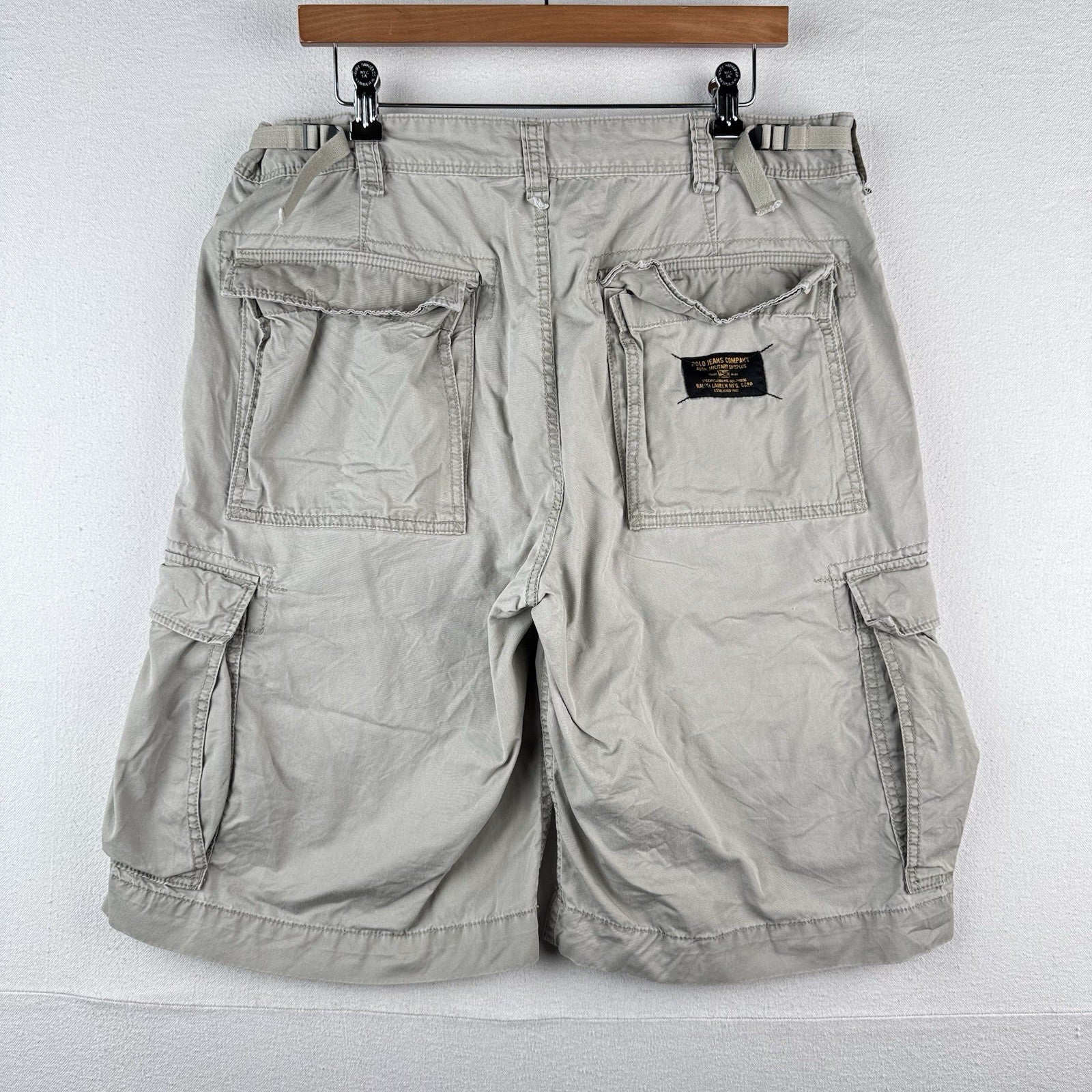 Vtg Ralph Lauren Polo Jeans Co Men’s 36 Cargo Shorts Beige Military Surplus