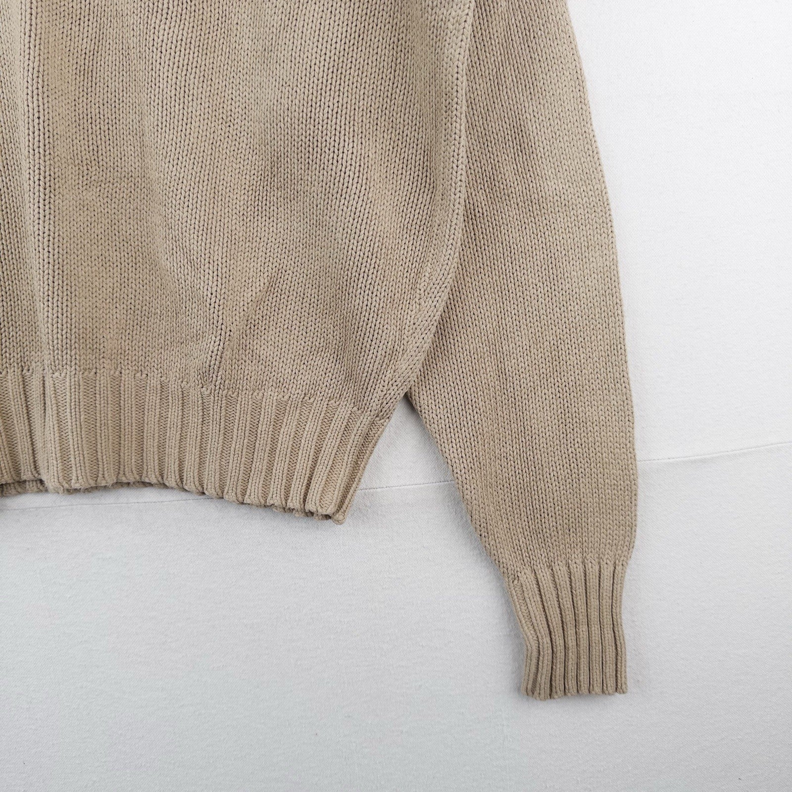 90’s Vintage Polo Ralph Lauren Knit Sweater Men’s L Tan Brown Cotton Crewneck