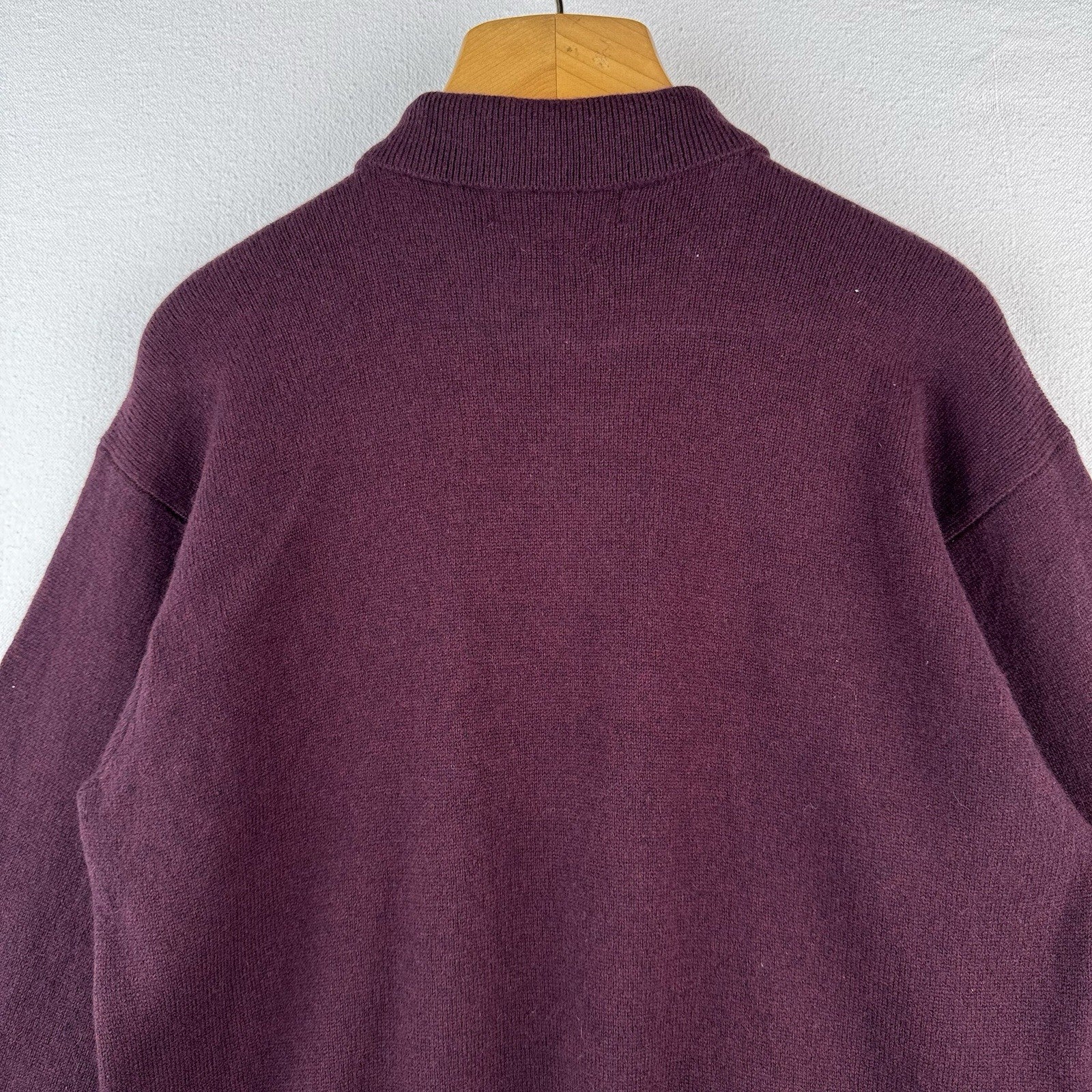 Polo Ralph Lauren 100% Lambswool Long Sleeve Polo Sweater Men's Large Burgundy
