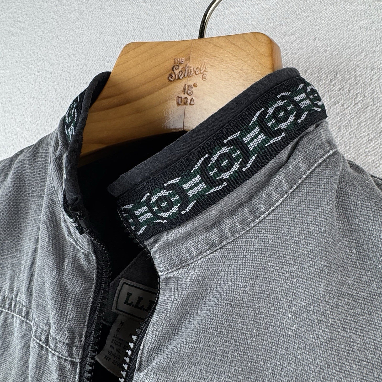 Vtg L.L. Bean Aztec Canvas Vest Kids M 10-12 Southwestern Zip Western Gray