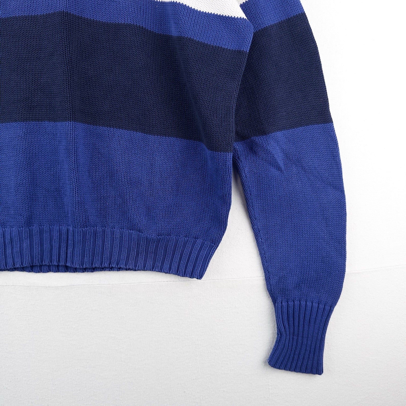 90’s Vtg Polo Ralph Lauren Red White Blue Striped Knitted Sweater Men’s L *Read