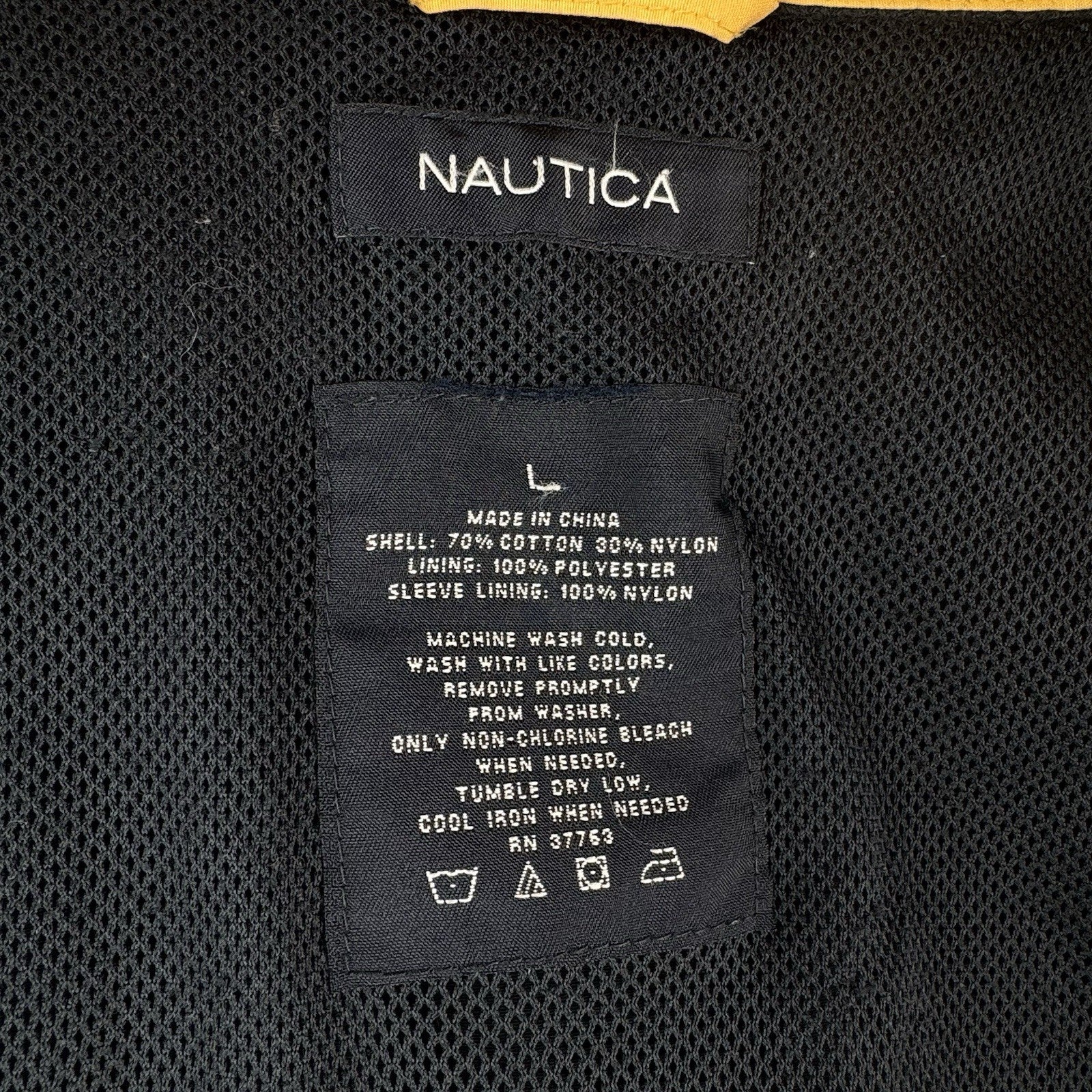90’s Vtg Nautica NS-83 Windbreaker Hideaway Hood Jacket Mens L Merrill Lynch