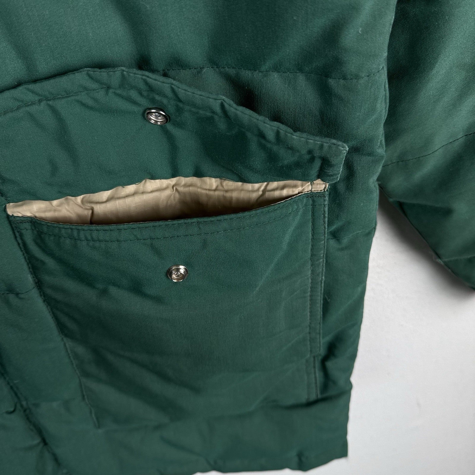 Vintage 70s REI Expedition Down Insulated Parka Mens L Green Zip Puffer Coat USA