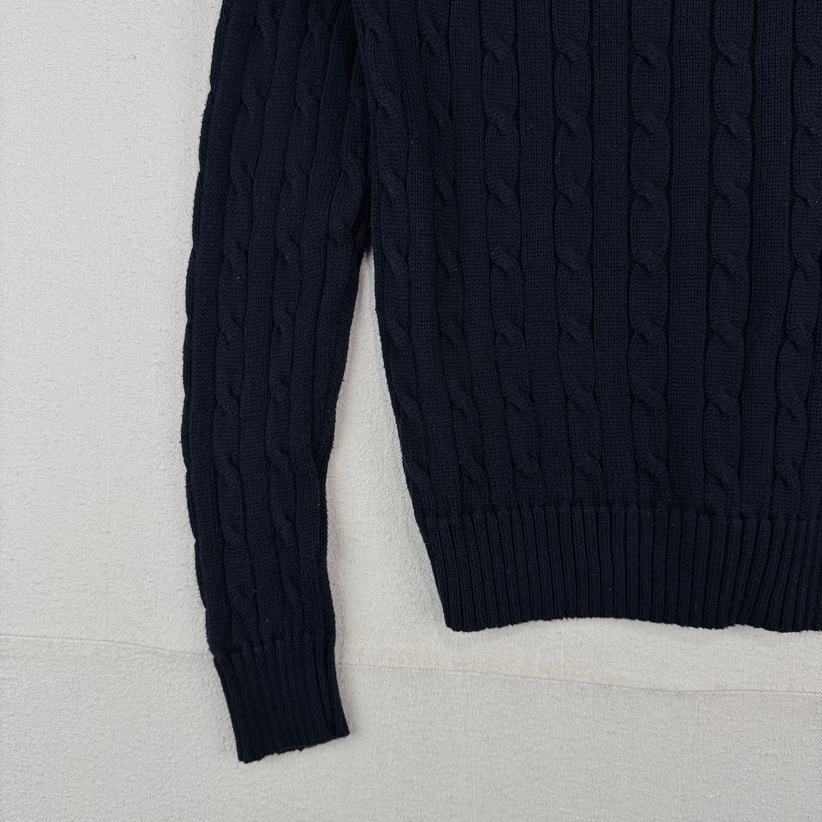 Polo Ralph Lauren Women’s Large Cable Knit Sweater Cotton Navy Blue