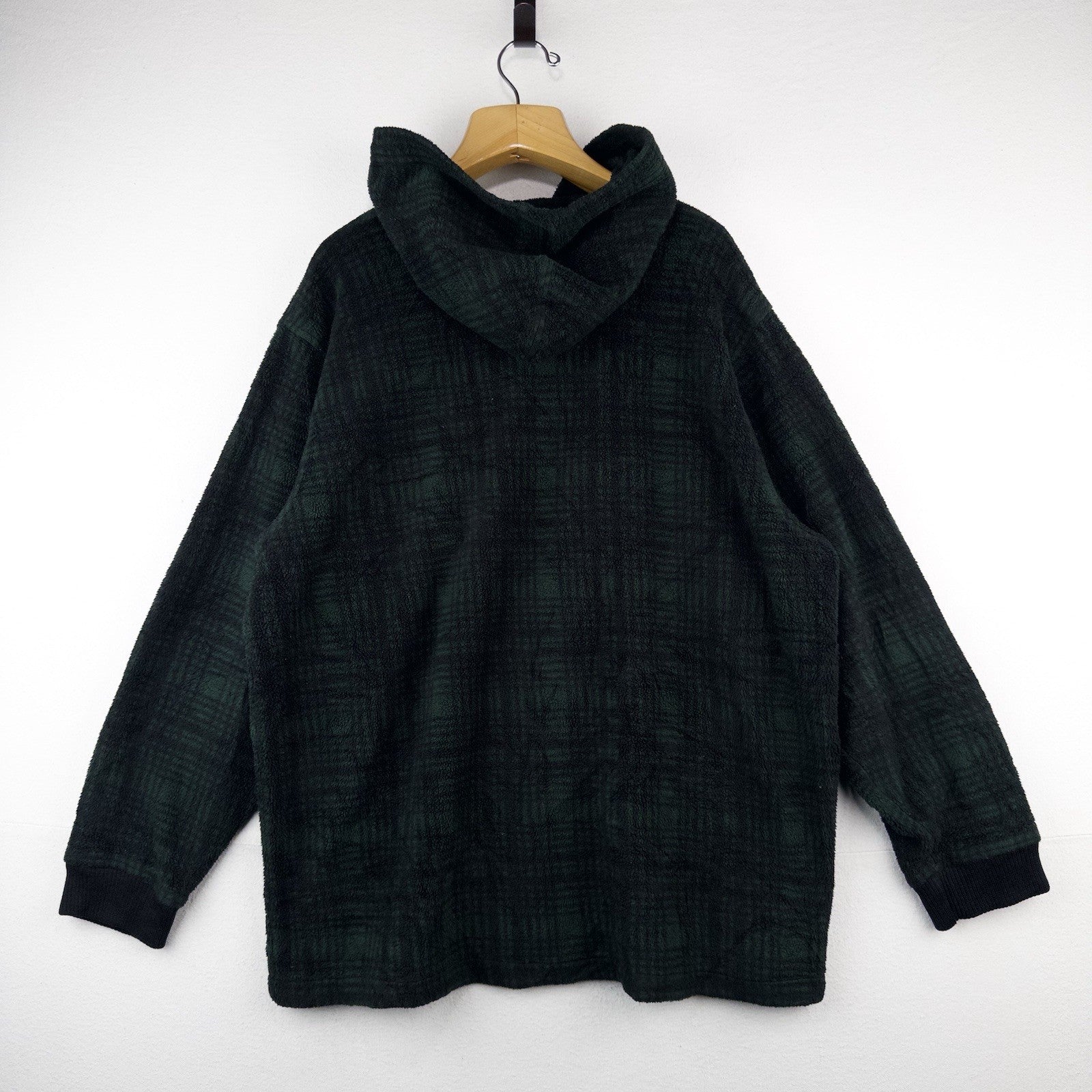 90’s Vtg Polo Ralph Lauren Hoodie Mens XL Green 1/4 Zip Tartan Plaid Fleece USA