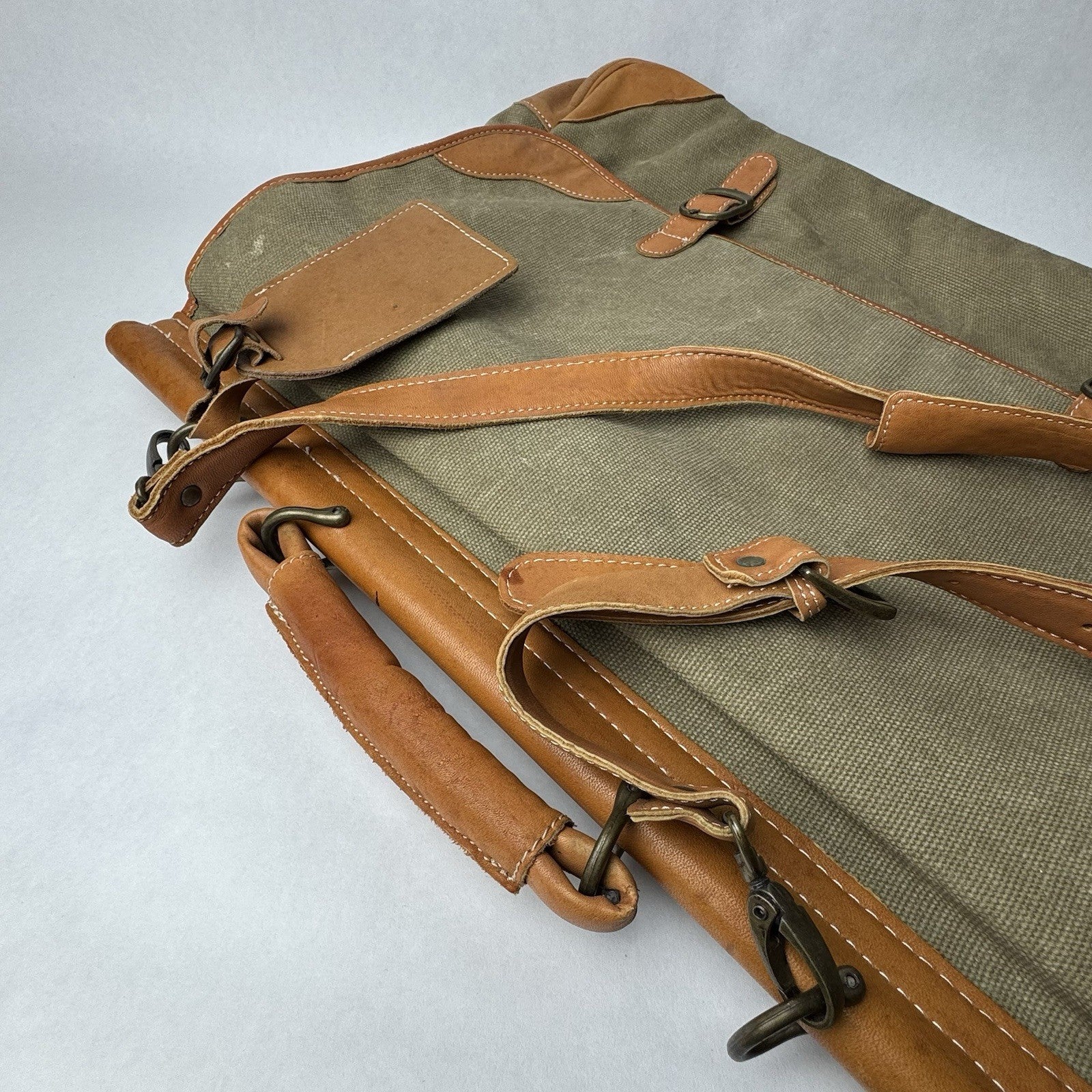 Vintage Safari Waxed Canvas Leather Laptop Briefcase Messenger Bag 19”x7”x15”