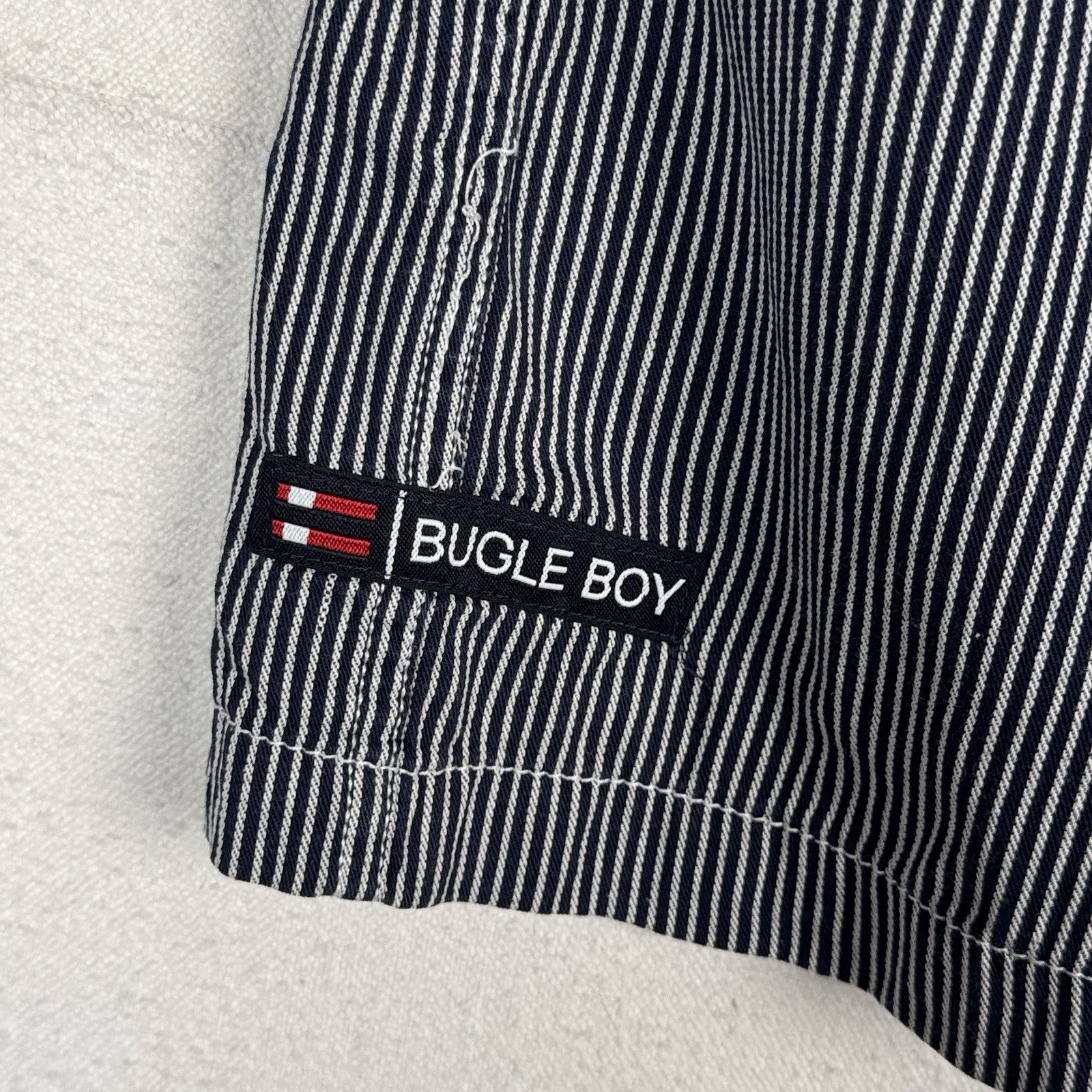 Vintage Bugle Boy 80s 90s Engineer Striped Long Sleeve Button Shirt Blue Men’s L