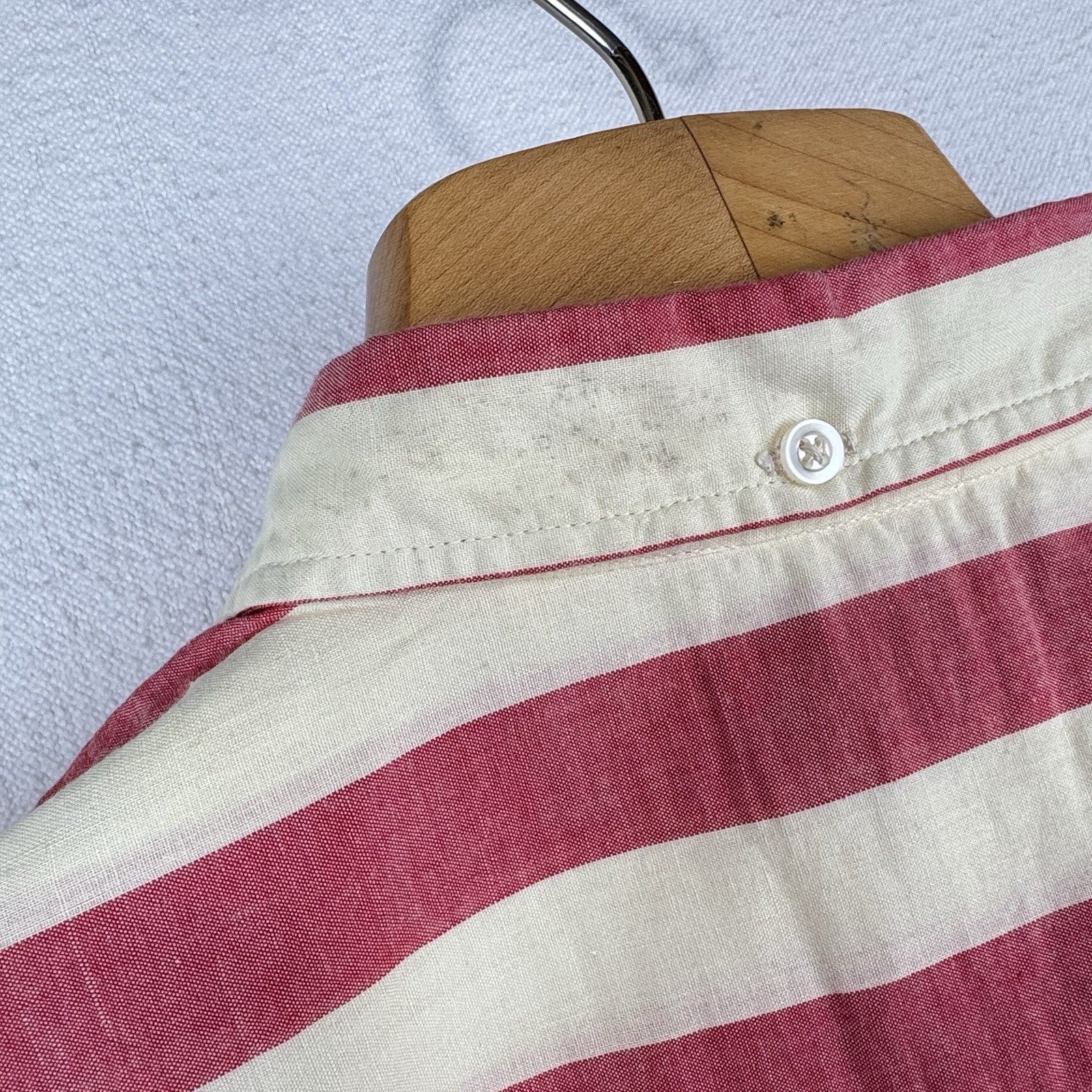 60s 70s Vtg Norris Linen Cropped Button Down Shirt Striped Womens 16 *Read