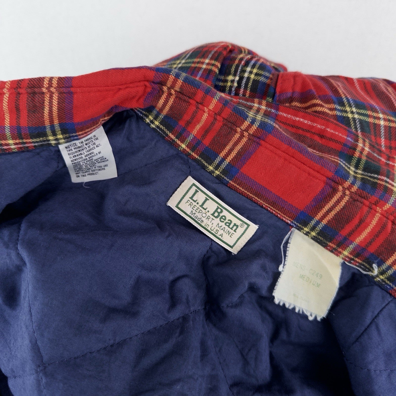 80’s Vtg LL Bean Flannel Lined Jacket Men’s M Red Tartan Plaid Shacket