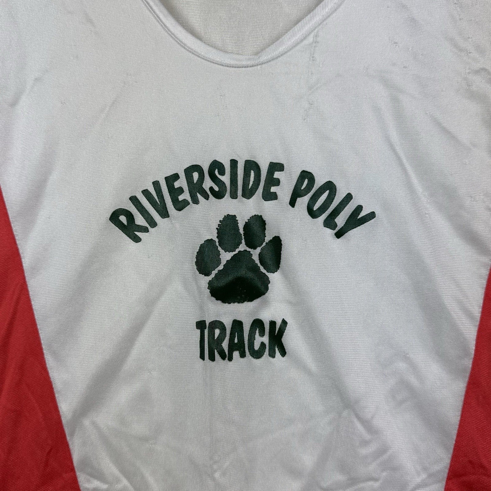 Vtg Riverside Poly High School CA Track Jersey Tank Top Made In USA White Orange