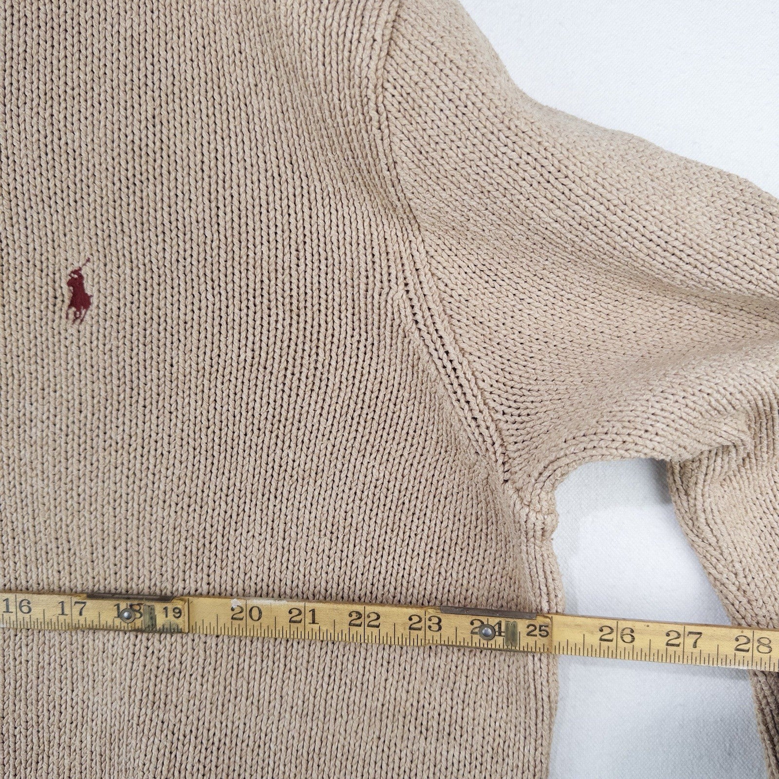 90’s Vintage Polo Ralph Lauren Knit Sweater Mens 2XL Camel Brown Cotton Crewneck