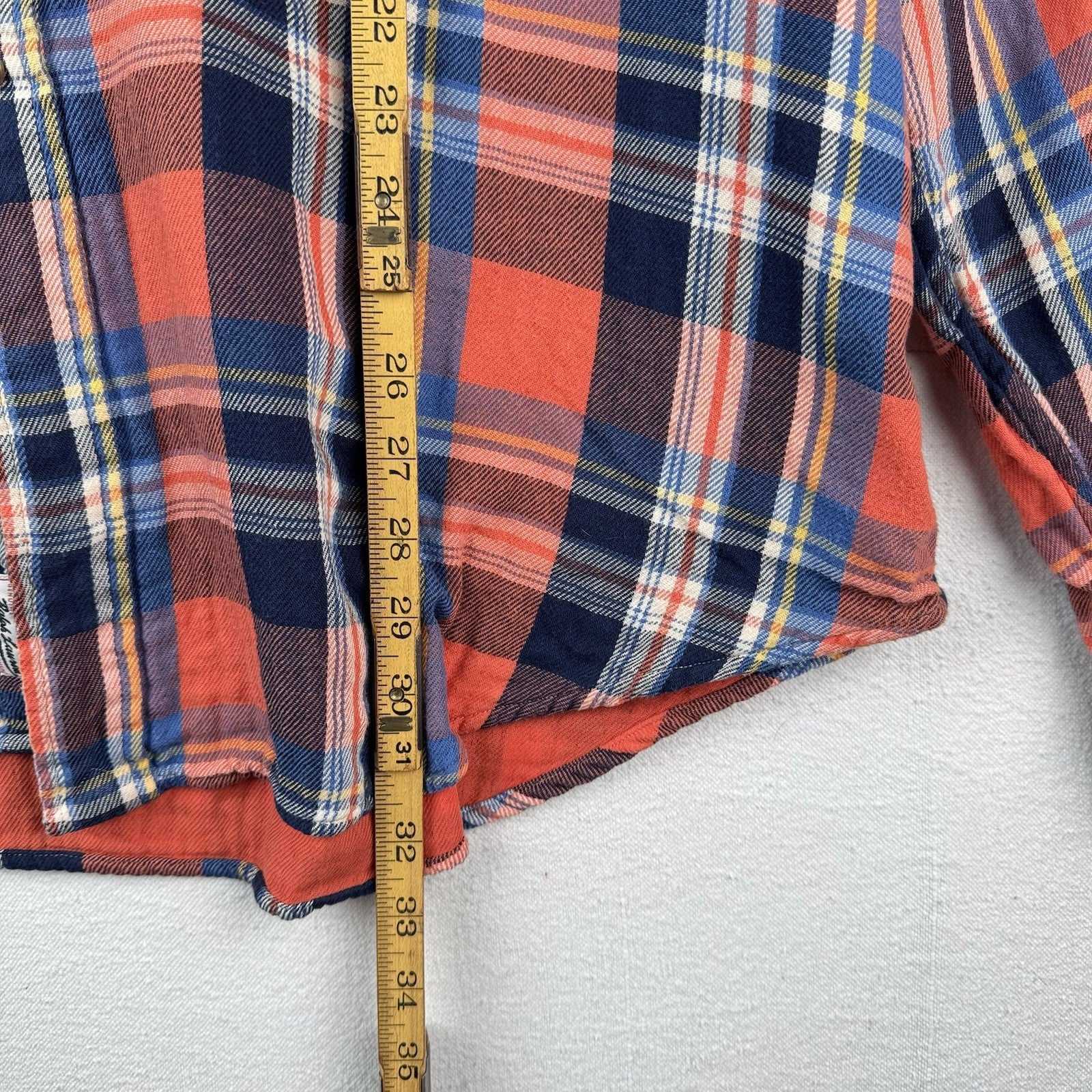 Vtg Polo Ralph Lauren Men's 2XL Plaid Lined Flannel Shirt Orange Double Layer